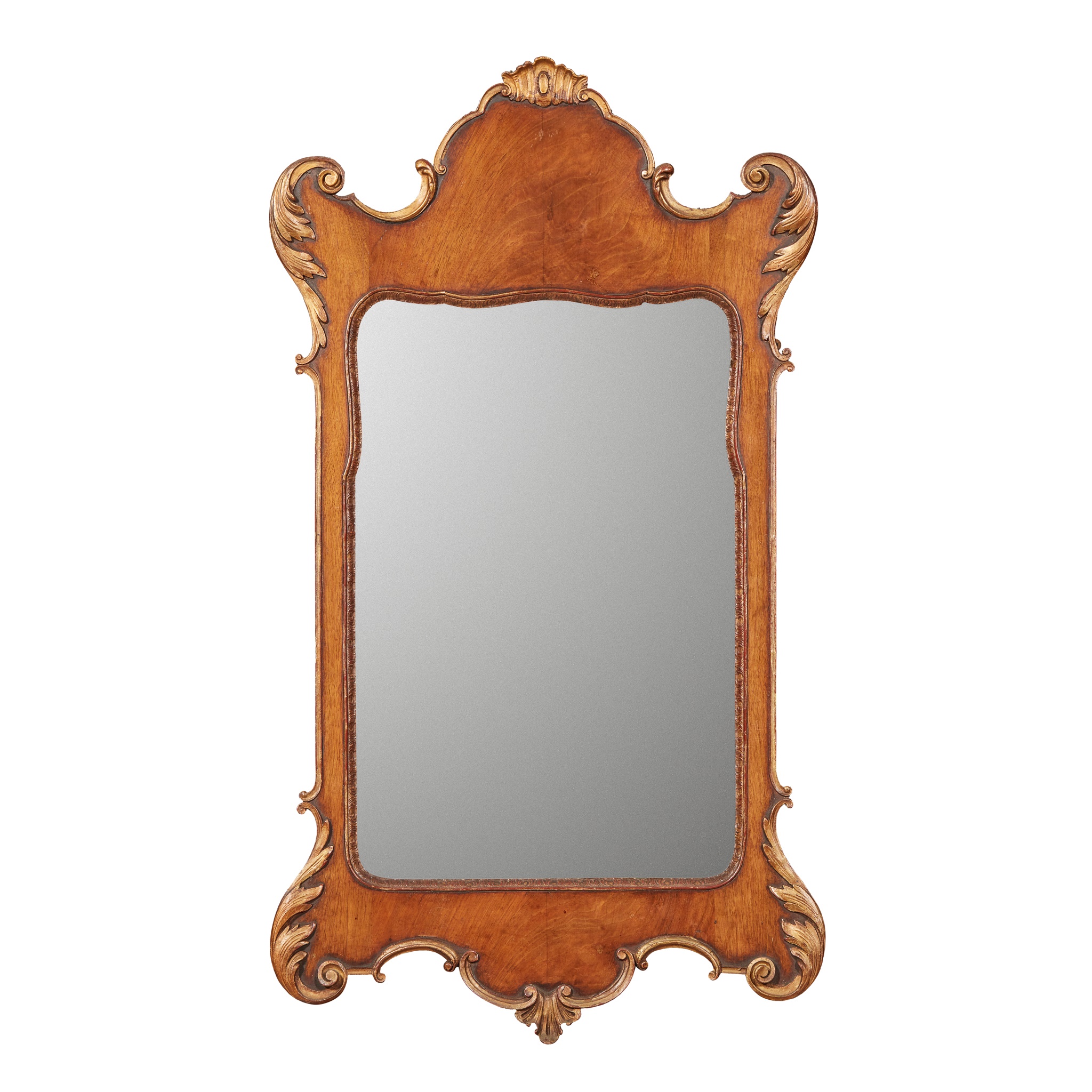 GEORGIAN STYLE MAHOGANY PARCEL-GILT MIRROR
