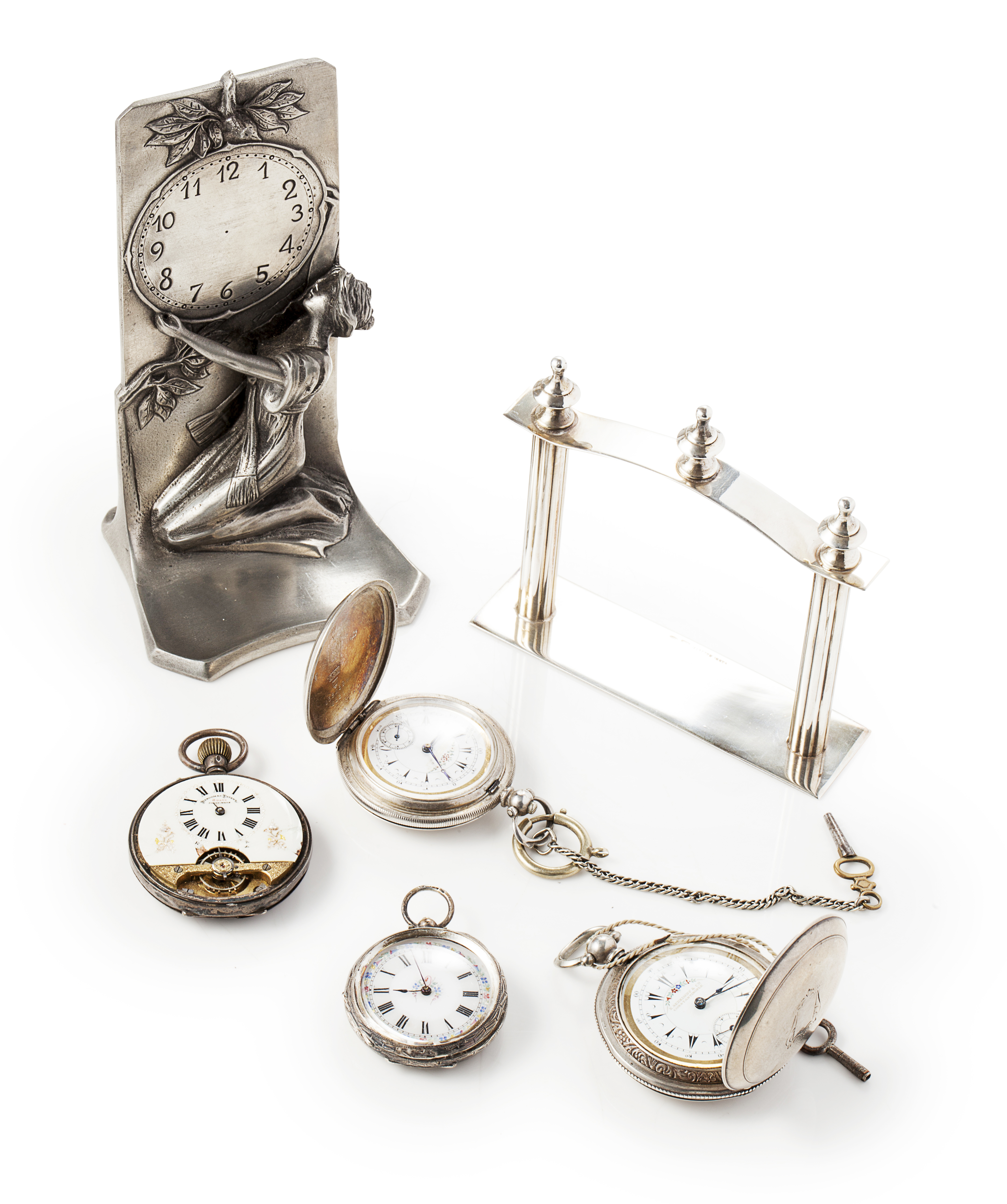 A collection of seven silver cased pocket watches