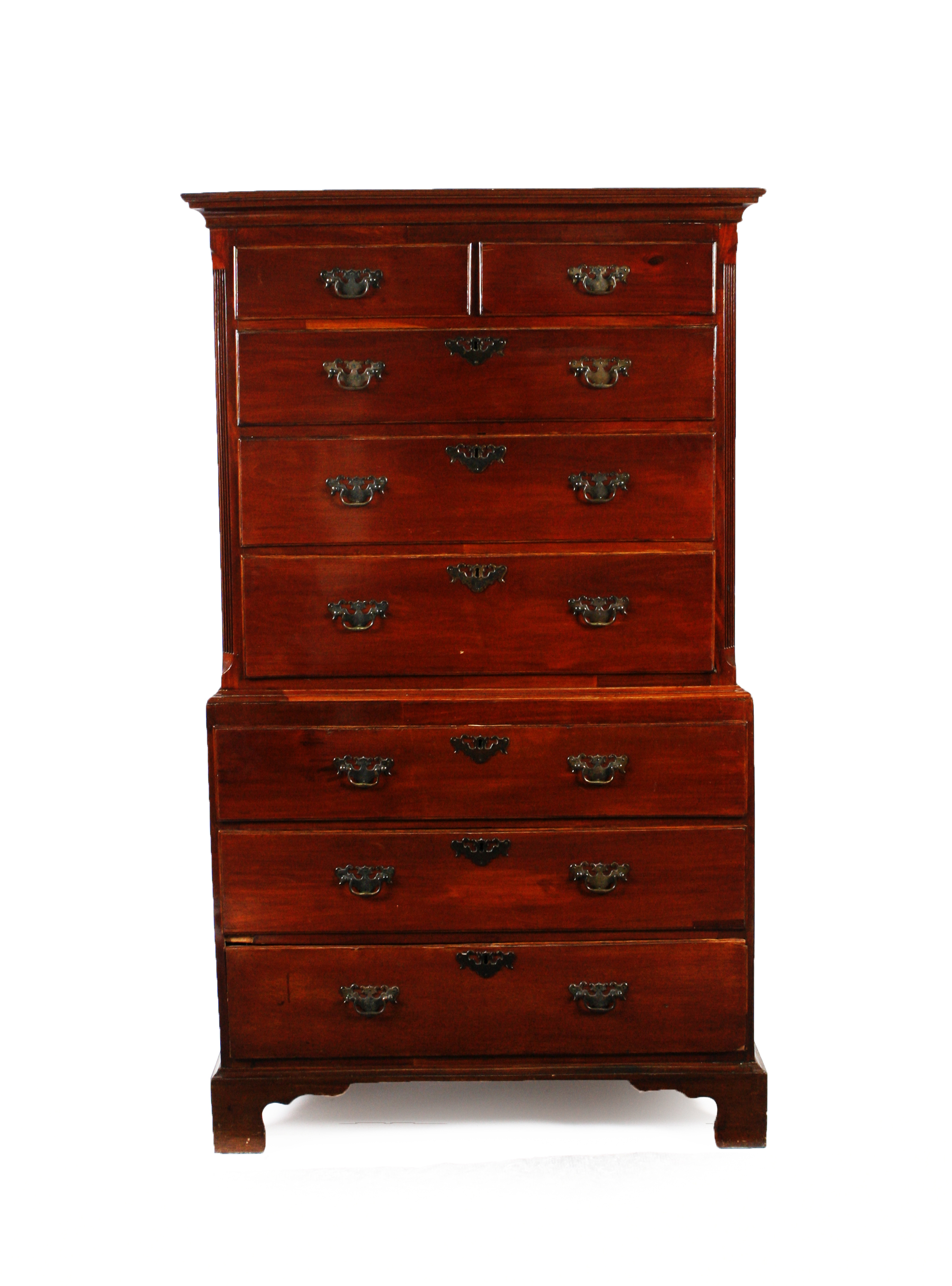 GEORGE III MAHOGANY CHEST ON CHEST