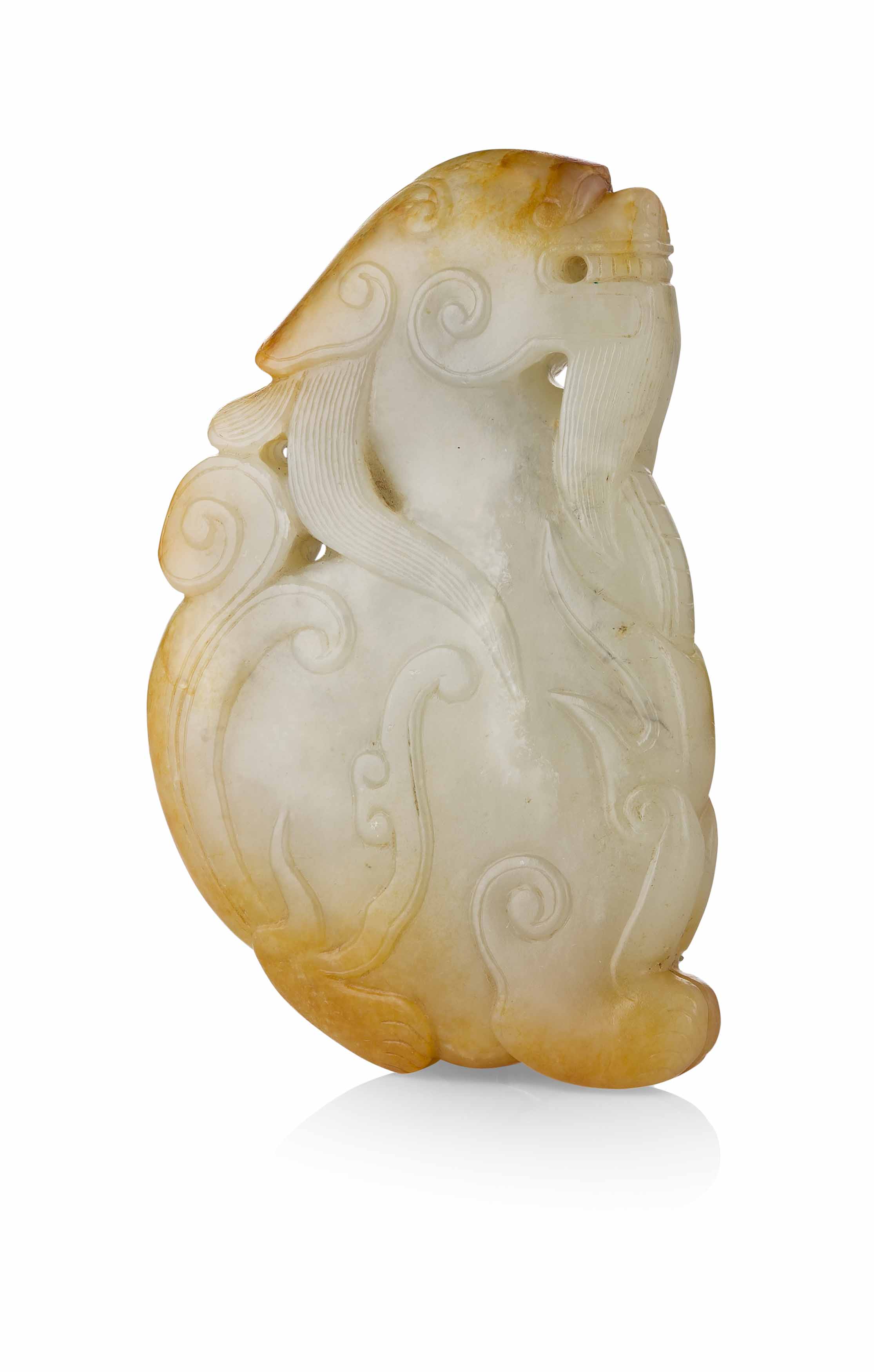 JADE CARVING OF A SEATED BUDDHIST LION