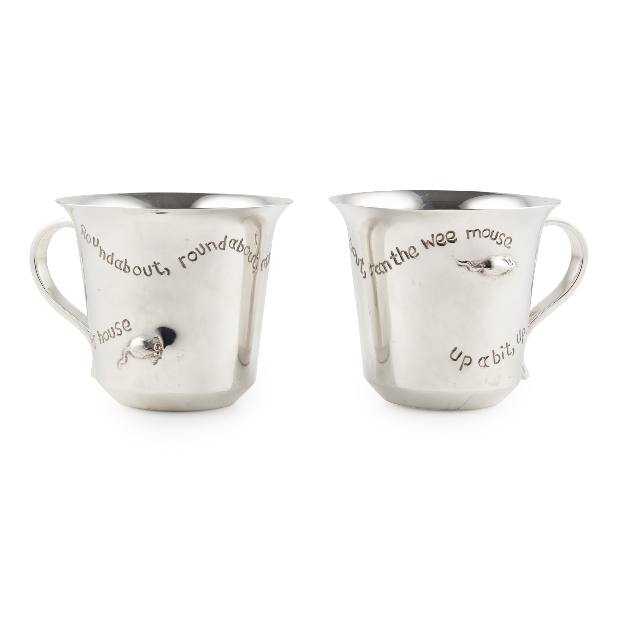 A CONTEMPORARY PAIR OF CHRISTENING MUGS