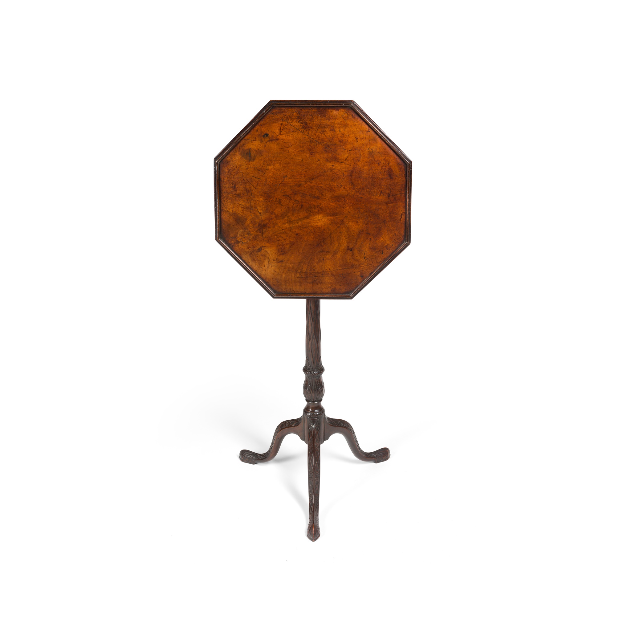 EARLY GEORGE III MAHOGANY OCTAGONAL BIRDCAGE TRIPOD TABLE