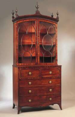 A George III mahogany secretaire bookcase