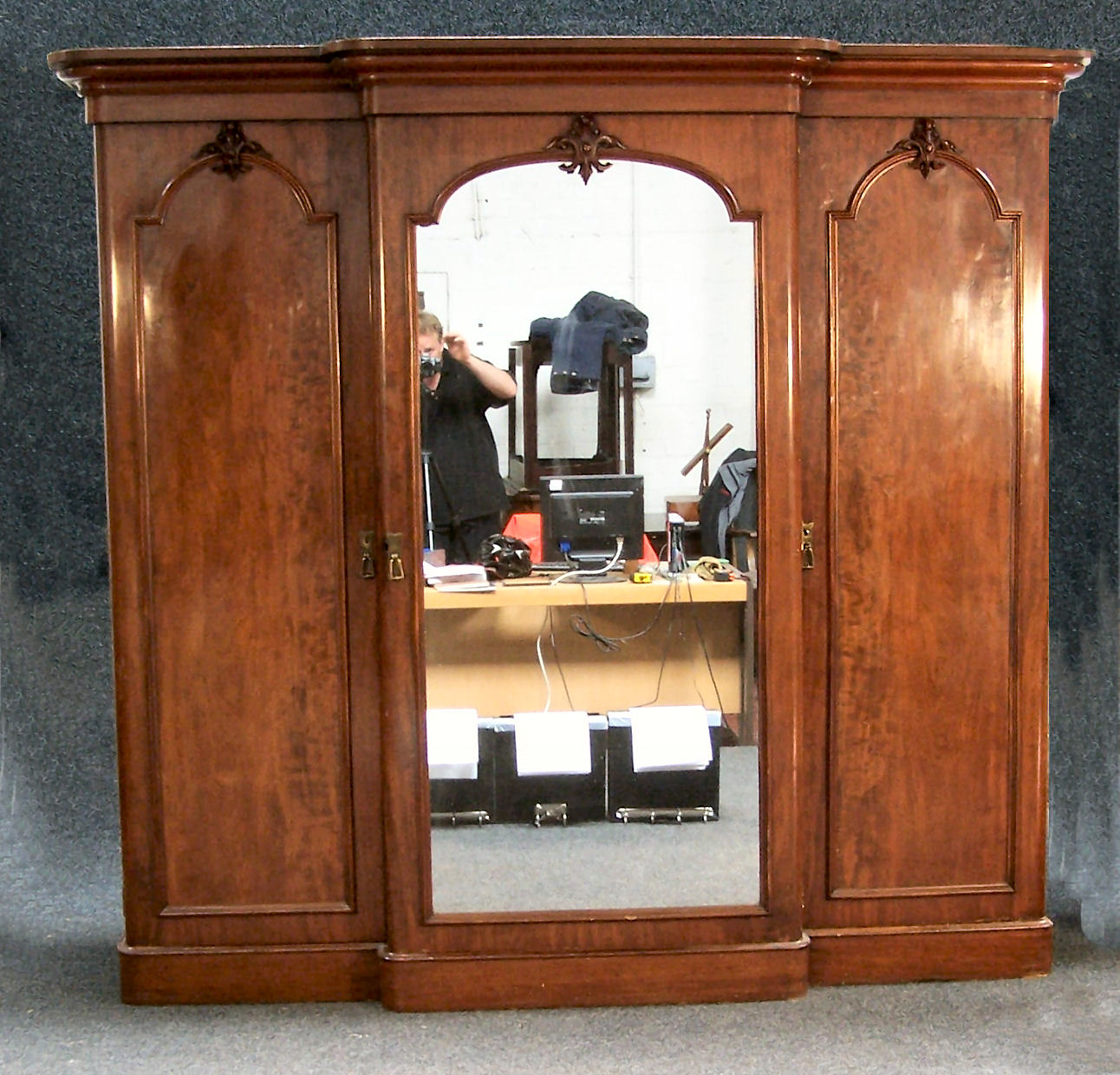 A Victorian mahogany breakfront wardrobe,