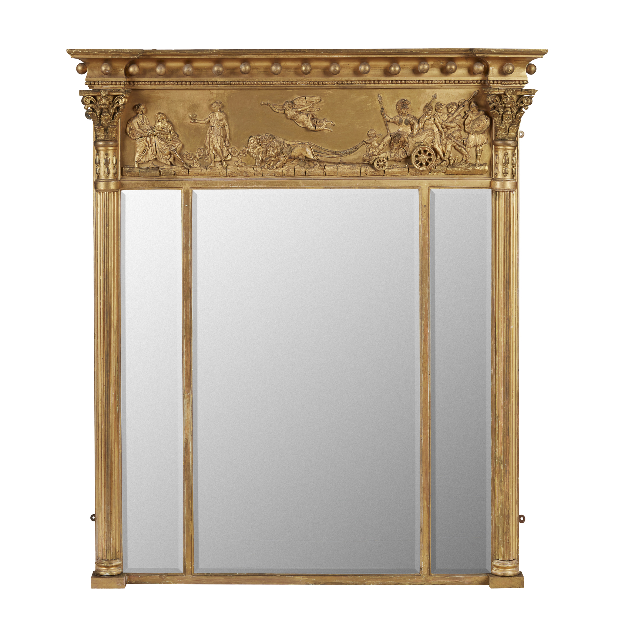 LATE REGENCY GILTWOOD AND GESSO OVERMANTEL MIRROR