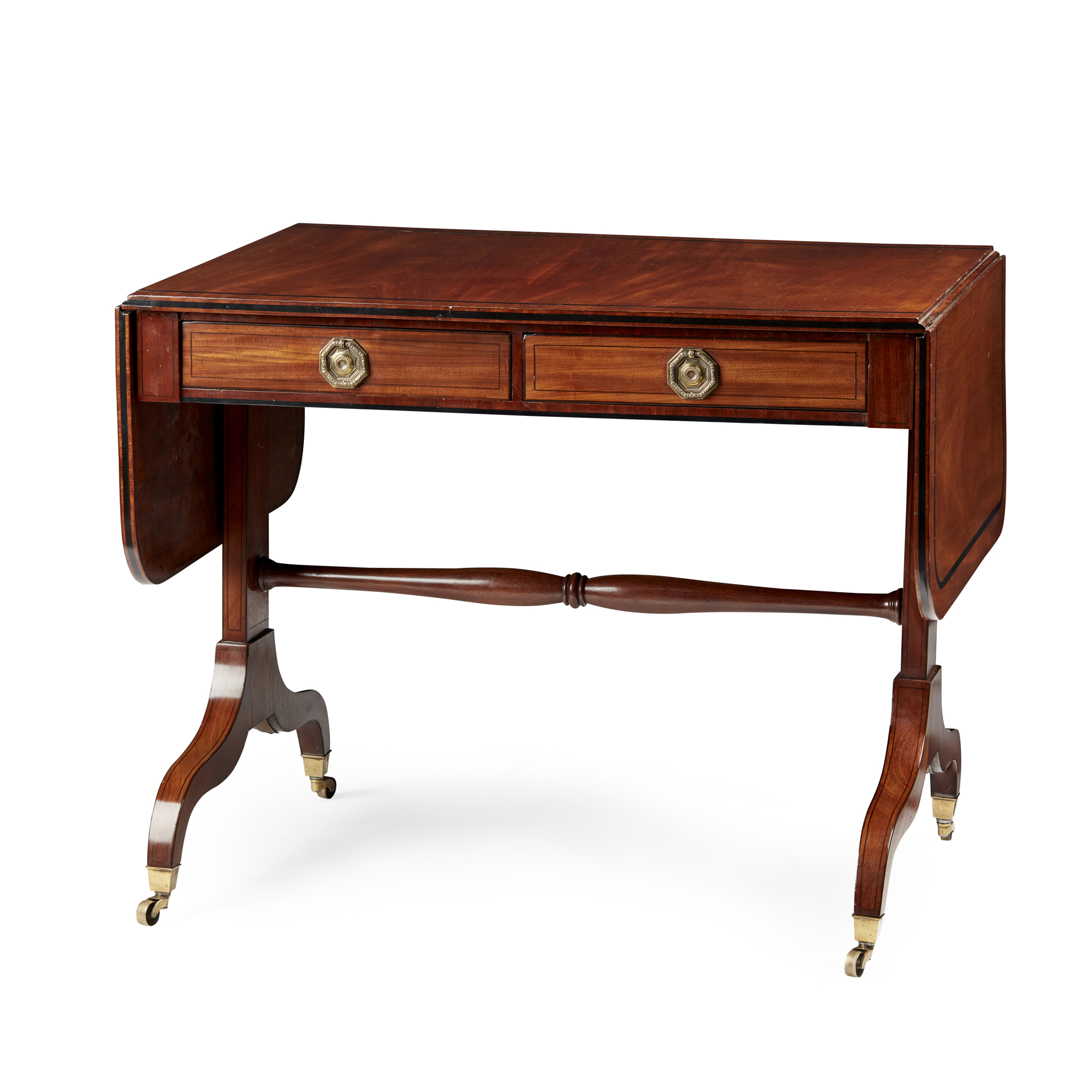 REGENCY MAHOGANY AND EBONY SOFA TABLE