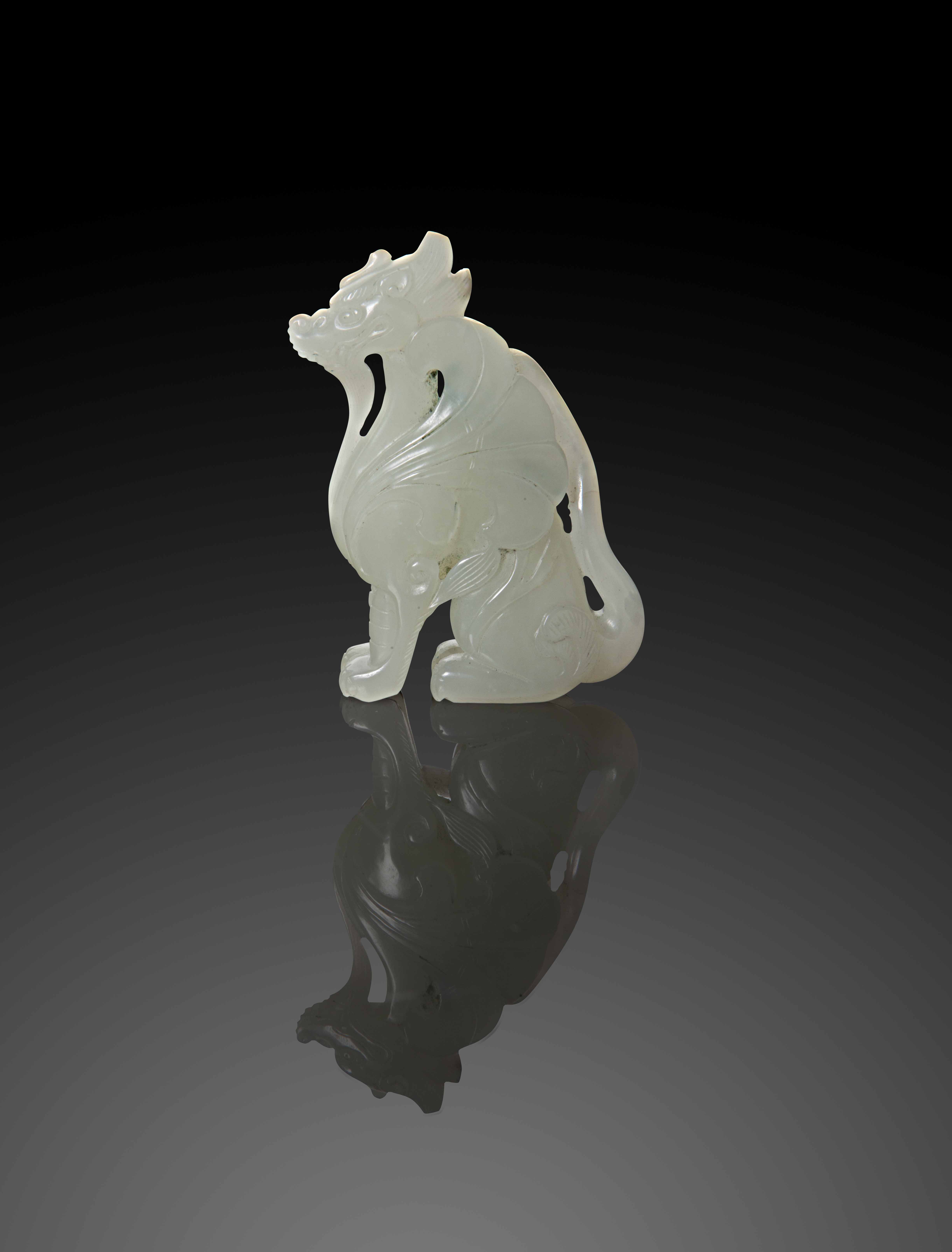 WHITE JADE MYTHOLOGICAL WINGED CREATURE