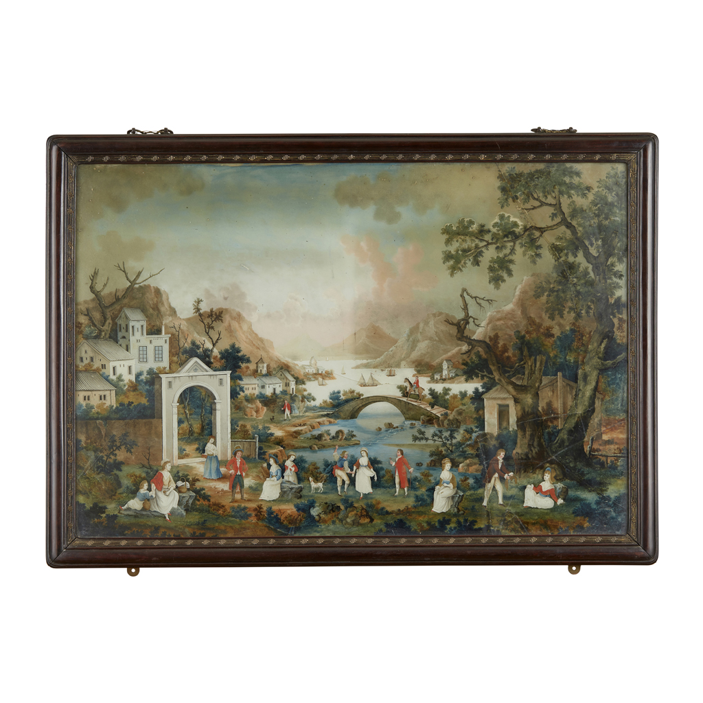 LARGE CHINESE EUROPEAN SUBJECT REVERSE PAINTING ON GLASS