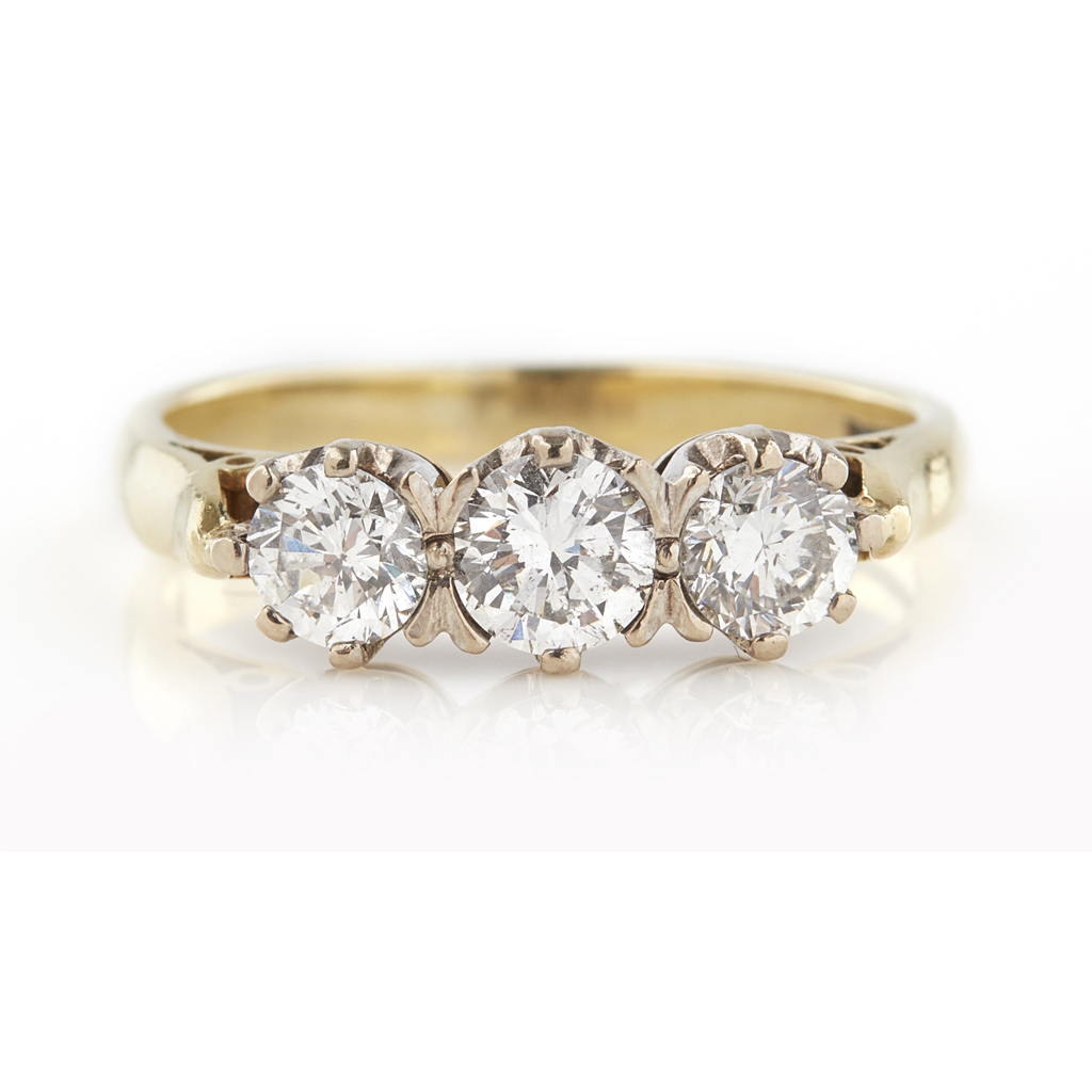A three stone diamond ring