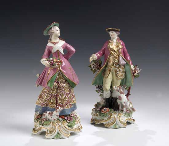 A matched pair of Chelsea gold anchor figures