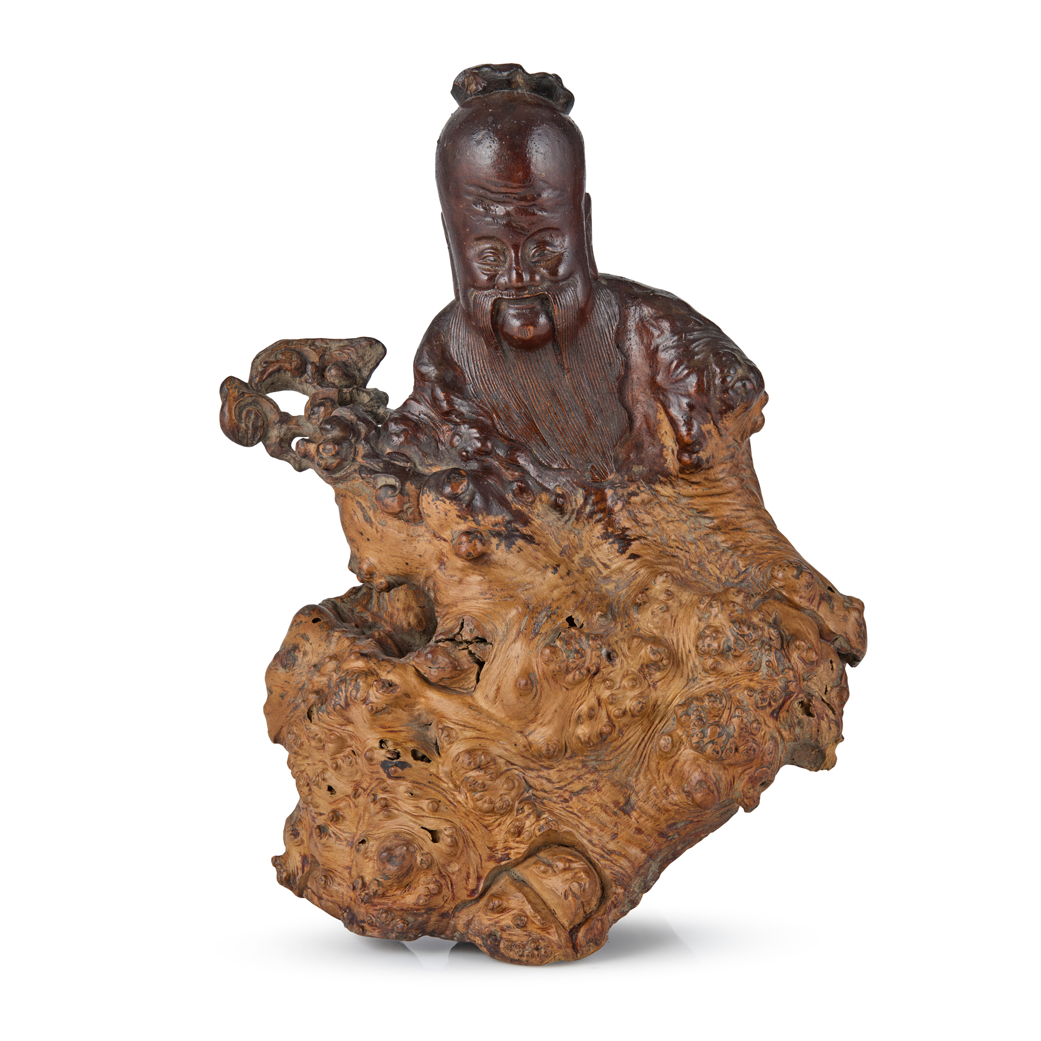 CHINESE ROOTWOOD CARVING OF THE GOD OF LONGEVITY, SHOU LAO