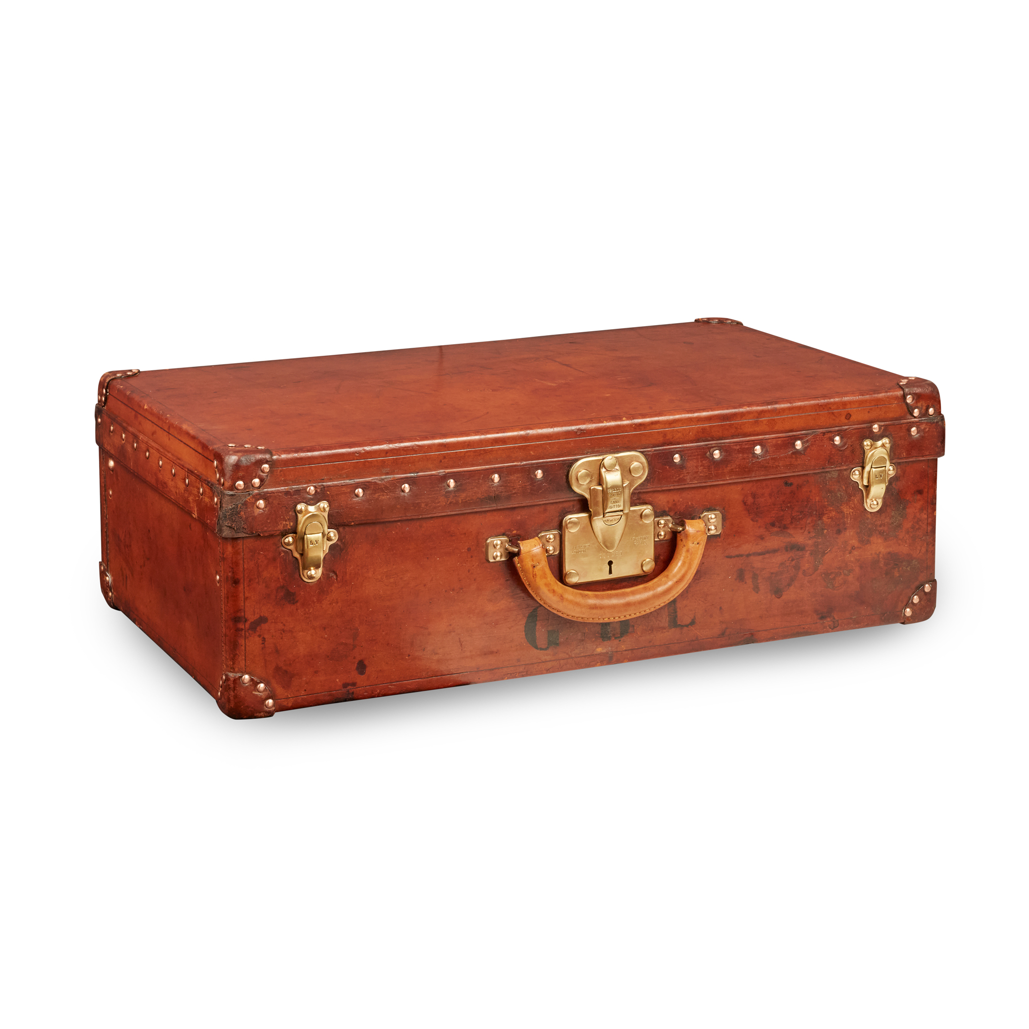 LOUIS VUITTON BROWN LEATHER SUITCASE