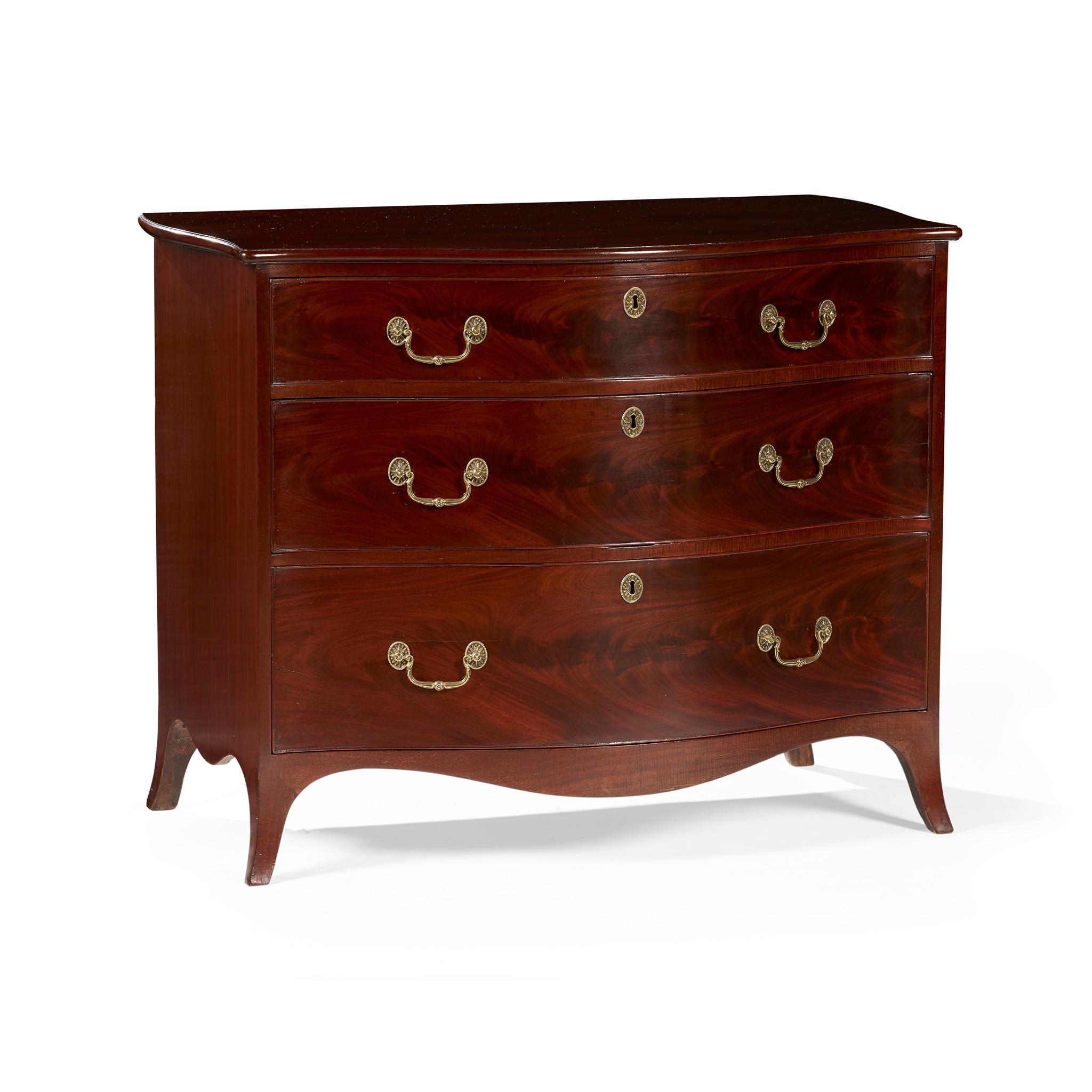 GEORGE III MAHOGANY SERPENTINE CHEST OF DRAWERS
