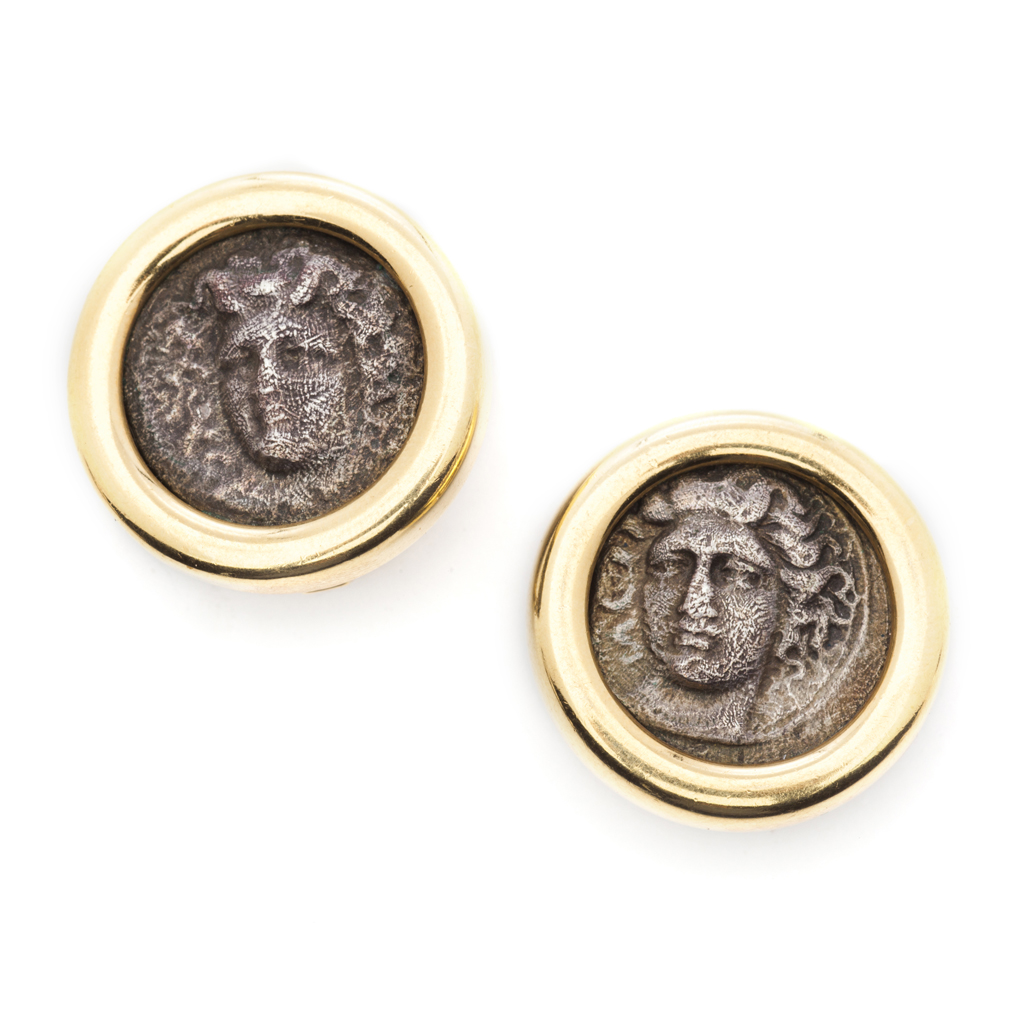 A pair of coin set earrings