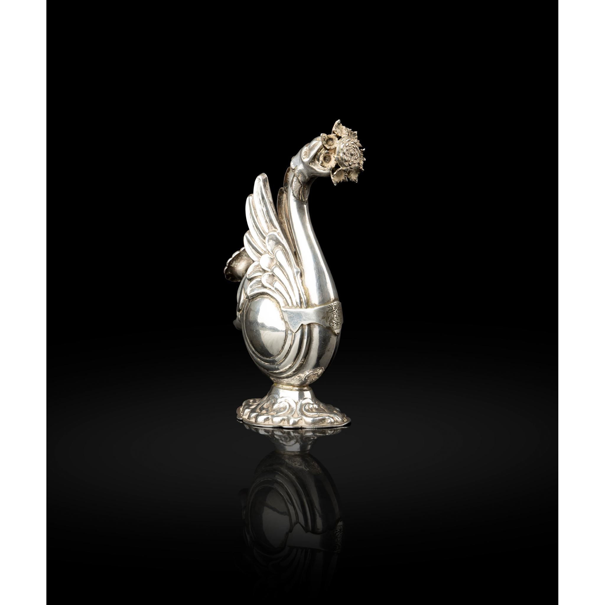 A RARE SILVER ROSEWATER SPRINKLER WITH THE COAT OF ARMS OF THE ROYAL STATE OF NAMUDAG