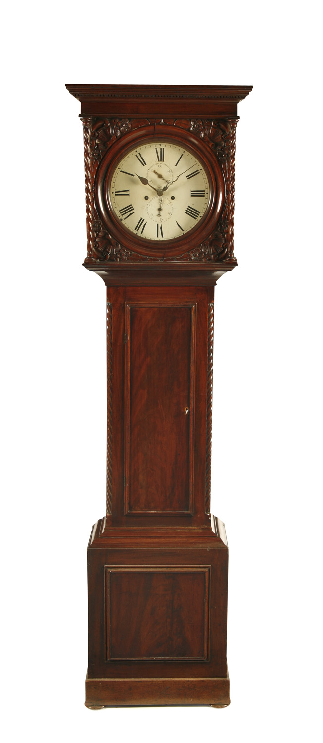 WILLIAM IV MAHOGANY EIGHT DAY LONG CASE CLOCK