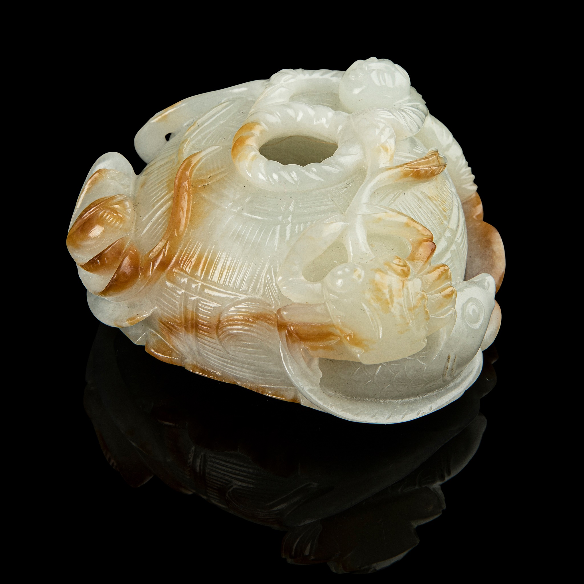 WHITE JADE WITH RUSSET SKIN CARVING OF WATER POT
