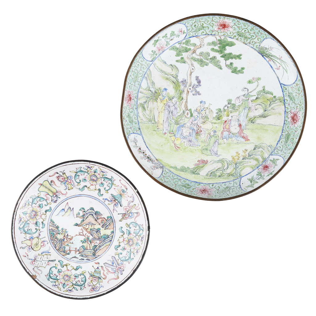 CANTON ENAMEL 'EIGHT IMMORTALS' DISH