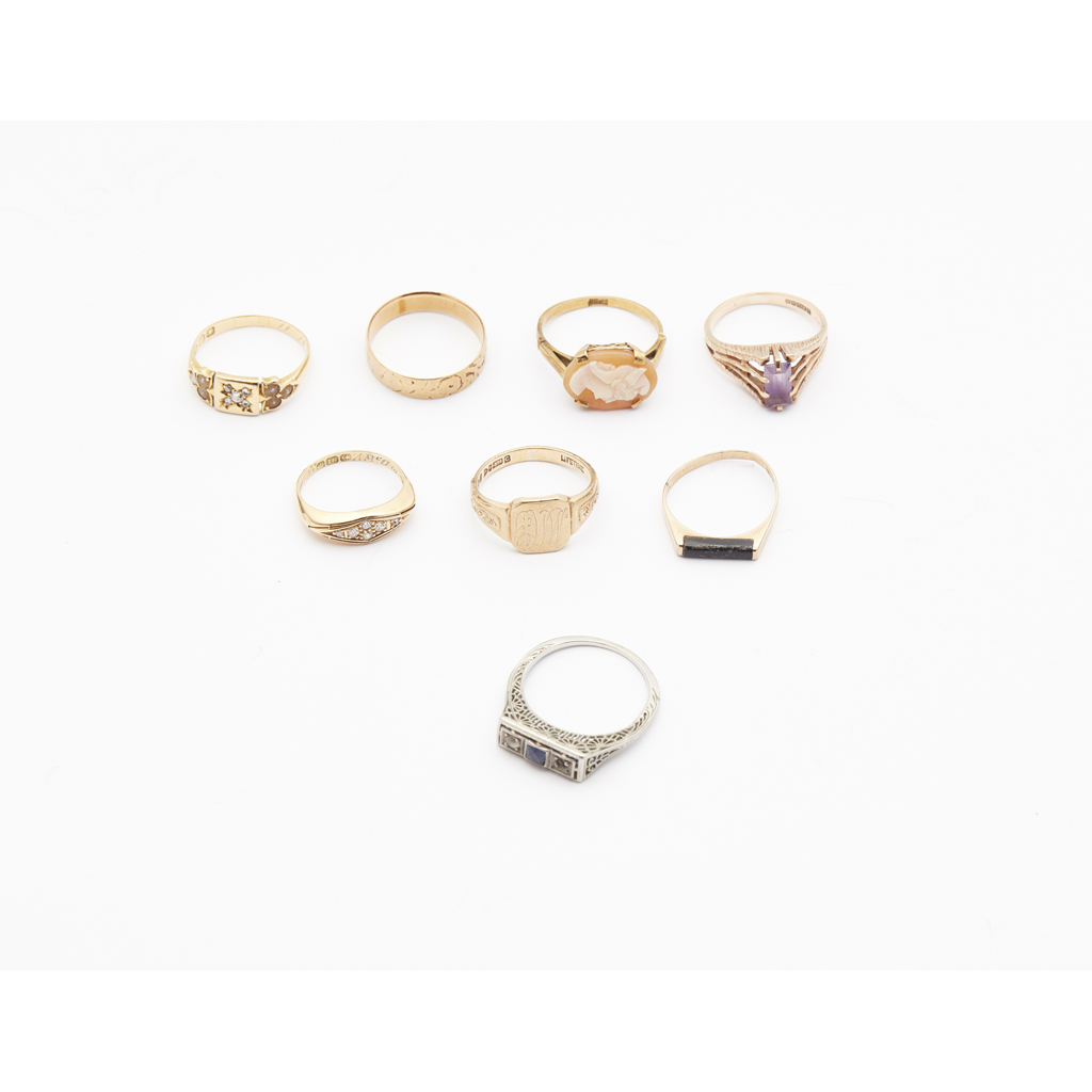 A collection of gem set rings