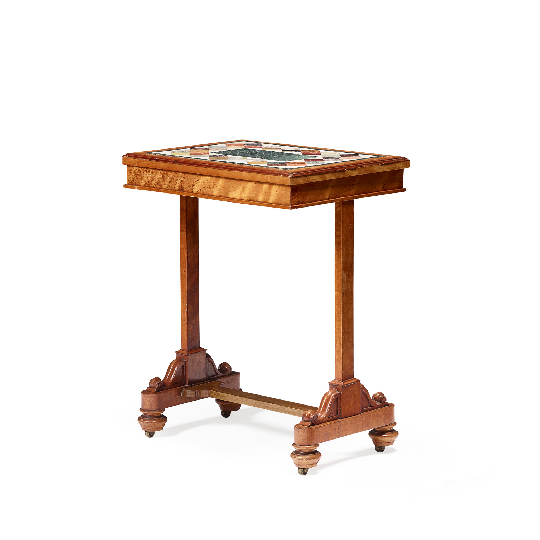 WILLIAM IV SATIN BIRCH AND SPECIMEN MARBLE OCCASIONAL TABLE