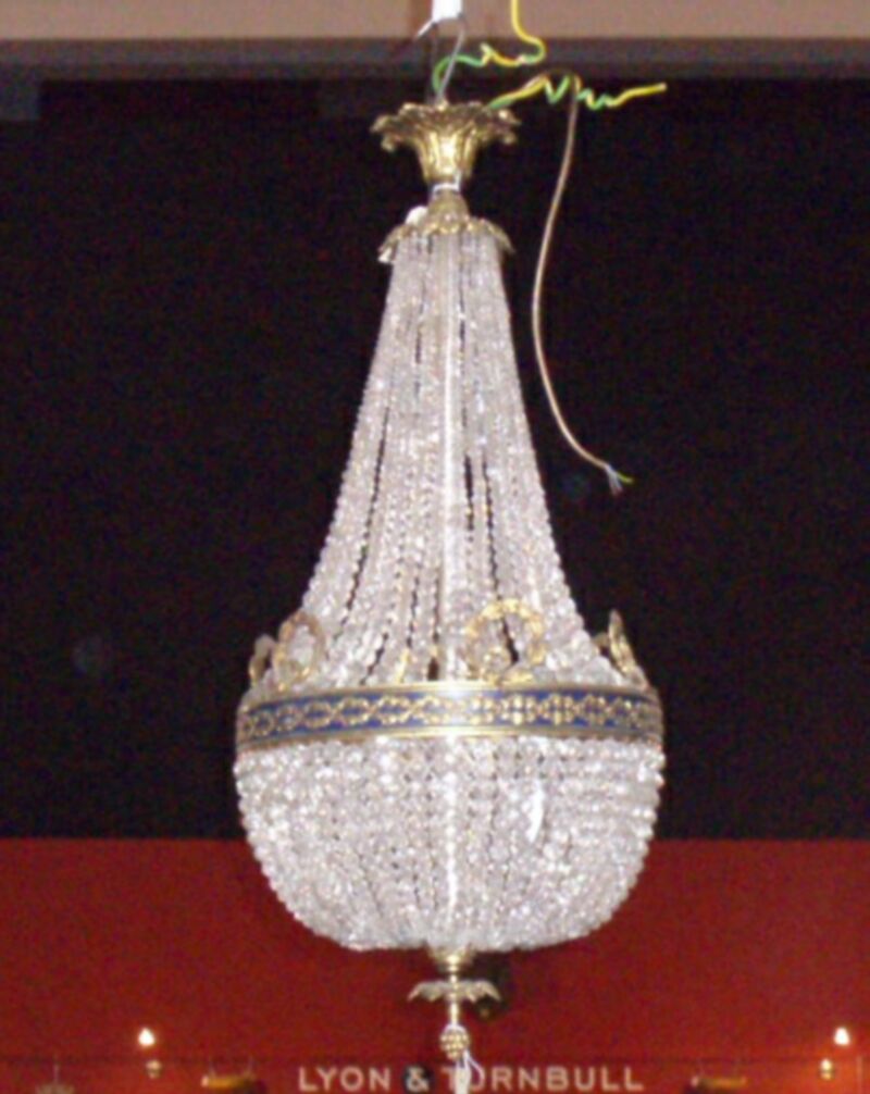 An early 20th century crystal and gilt metal chandelier