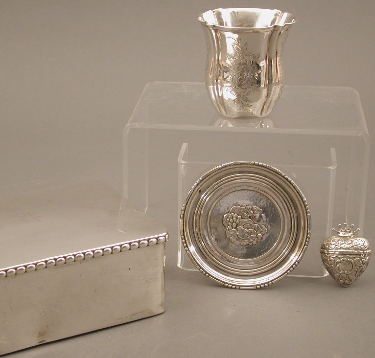 A Danish silver table cigarette box and cover