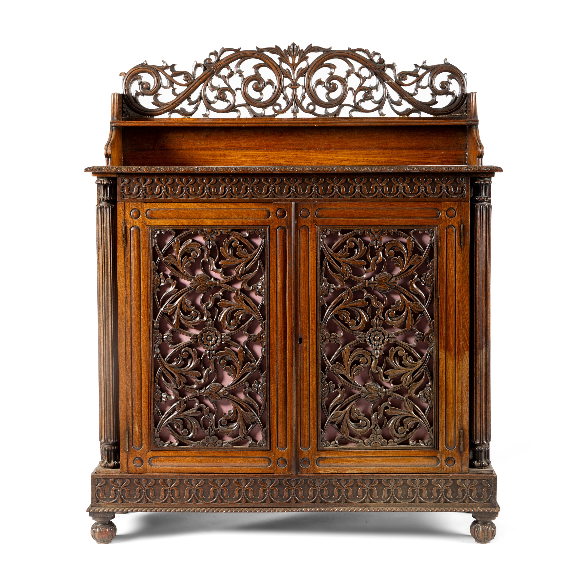 AN ANGLO INDIAN HARDWOOD SIDE CABINET
