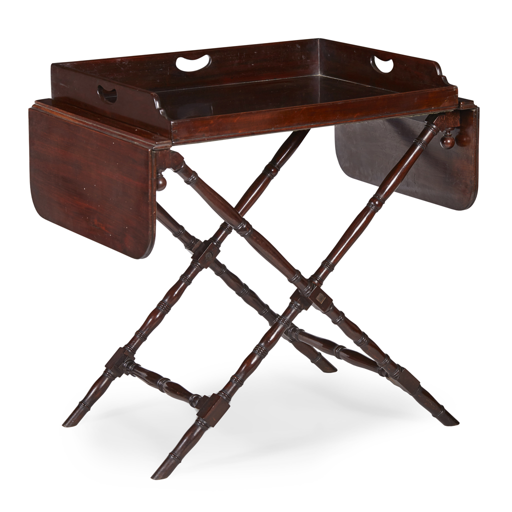 MAHOGANY BUTLER'S TRAY AND STAND