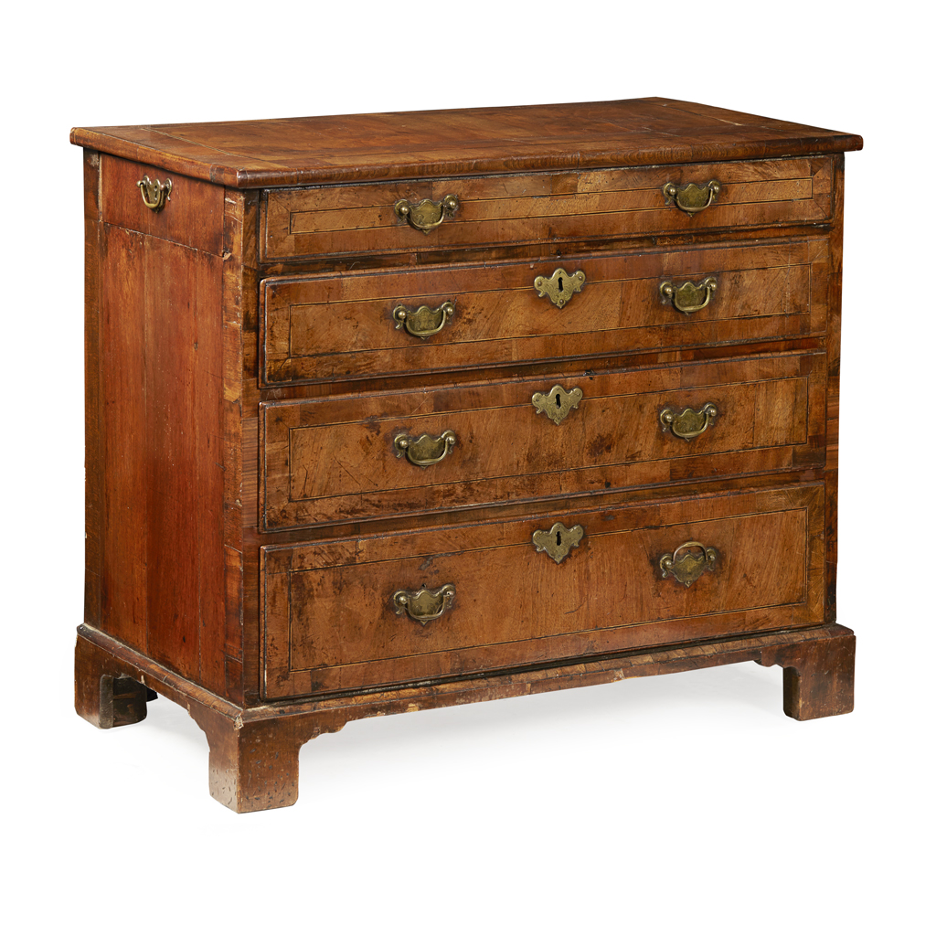 GEORGE I WALNUT CHEST OF DRAWERS