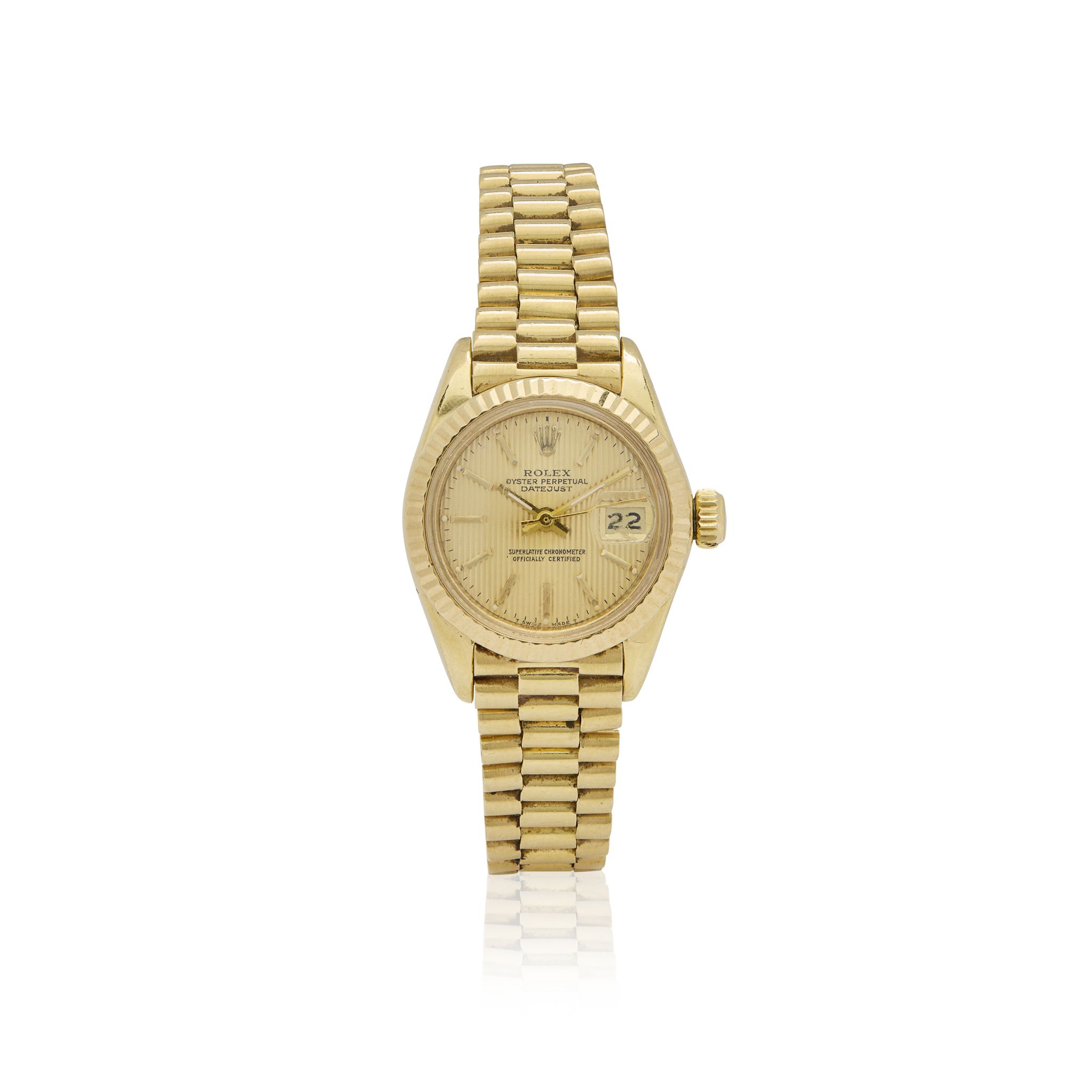 Rolex. An 18k gold Ladies automatic wristwatch with date