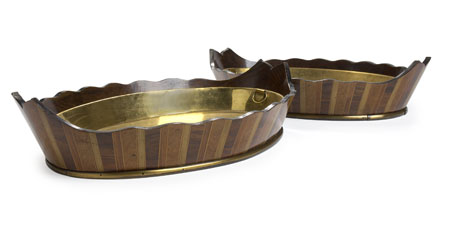 A pair of Regency period rosewood jardinieres