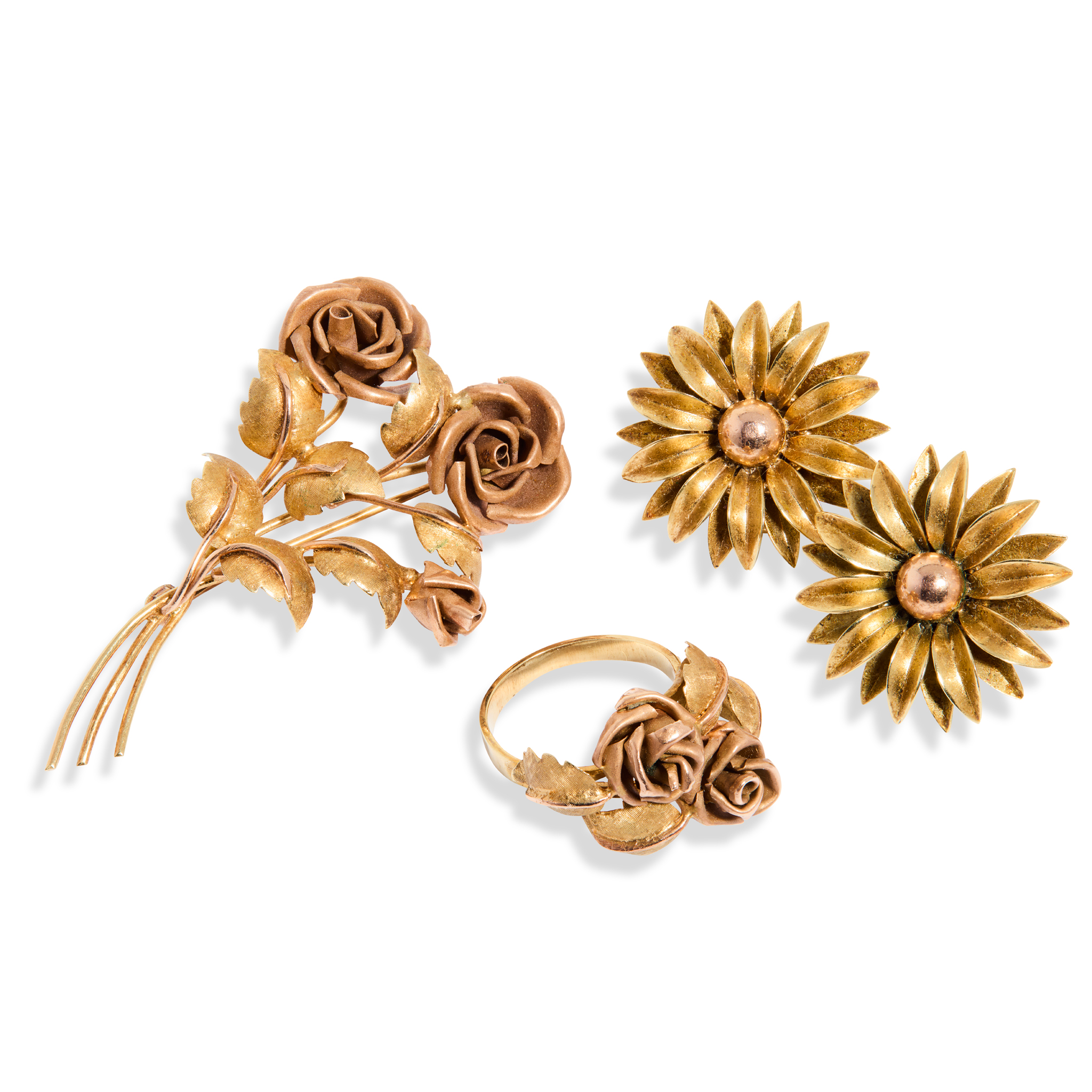 A collection of floral jewellery