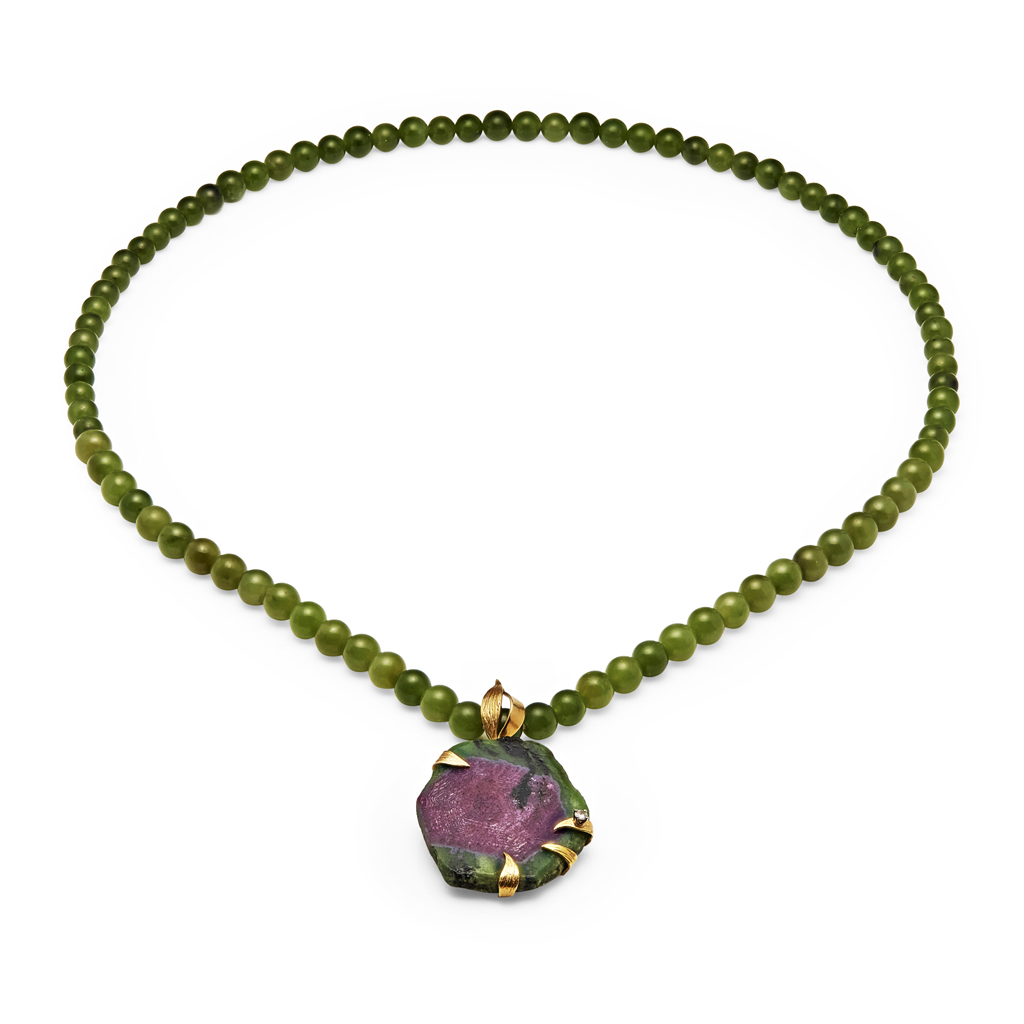 GRIMA - A zoisite and diamond set pendant, circa 1993