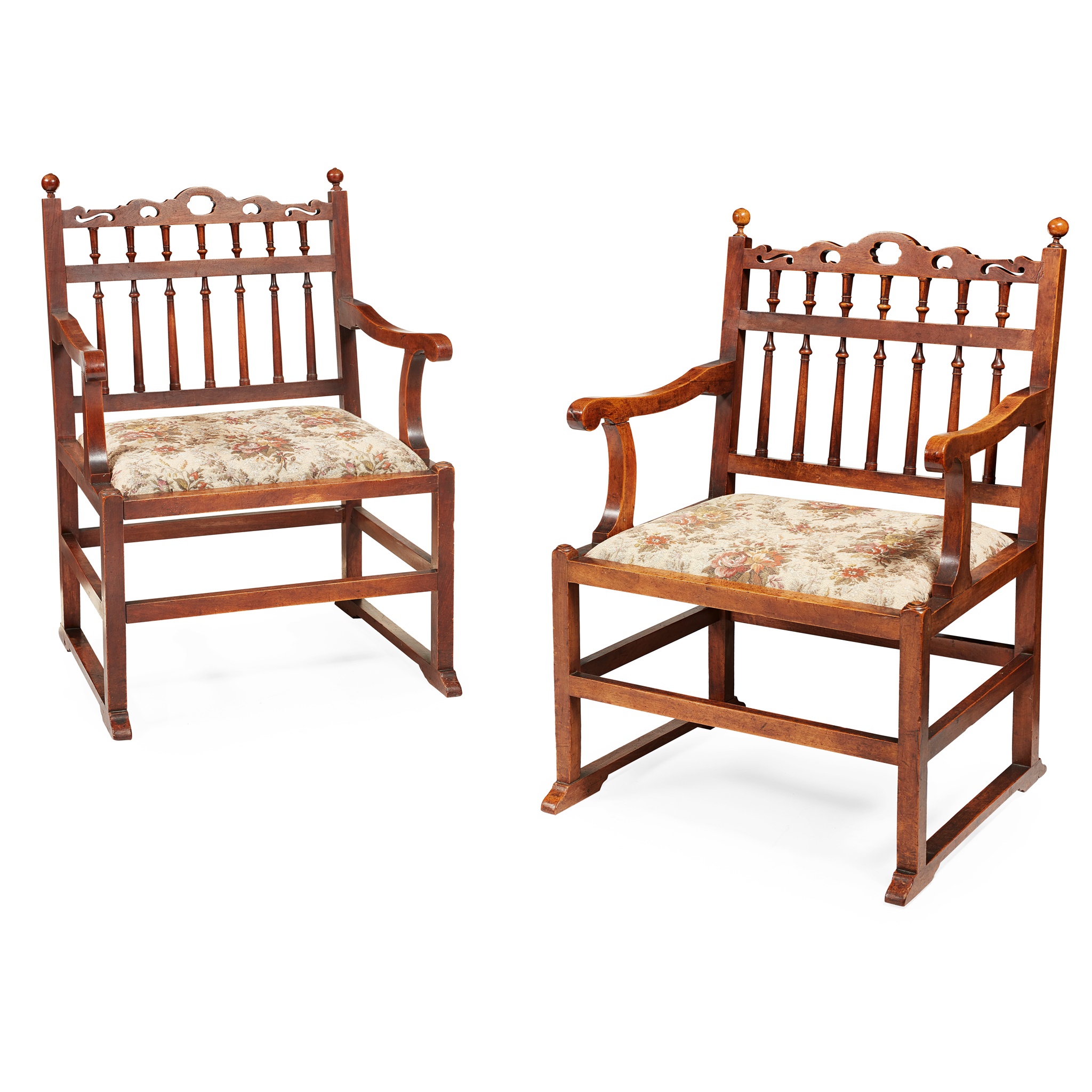 PAIR OF WALNUT NORTH COUNTRY 'DRUNKARDS' CHAIRS