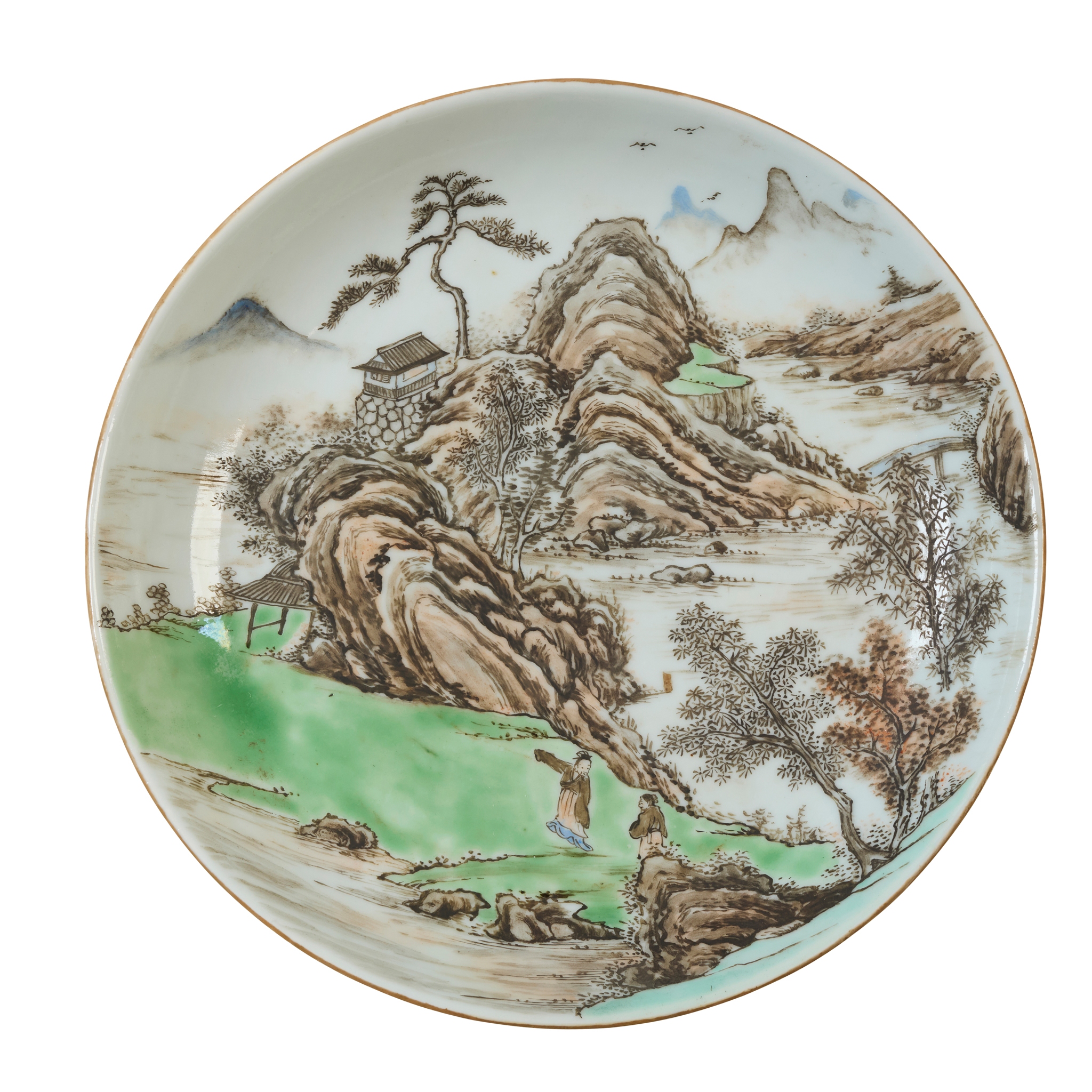 CHINESE FAMILLE ROSE 'LANDSCAPE' PLATE