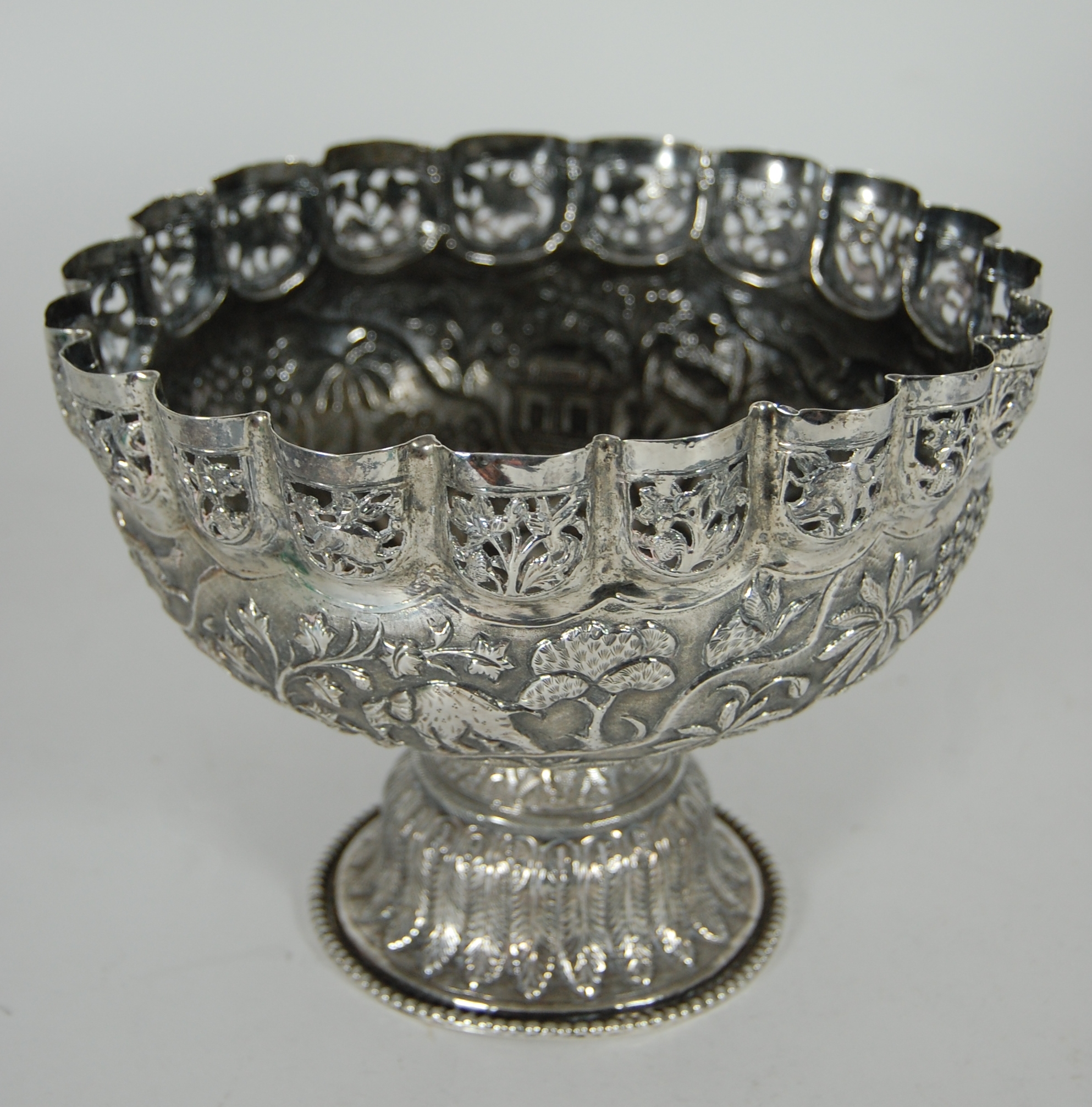 An Indian white metal bowl
