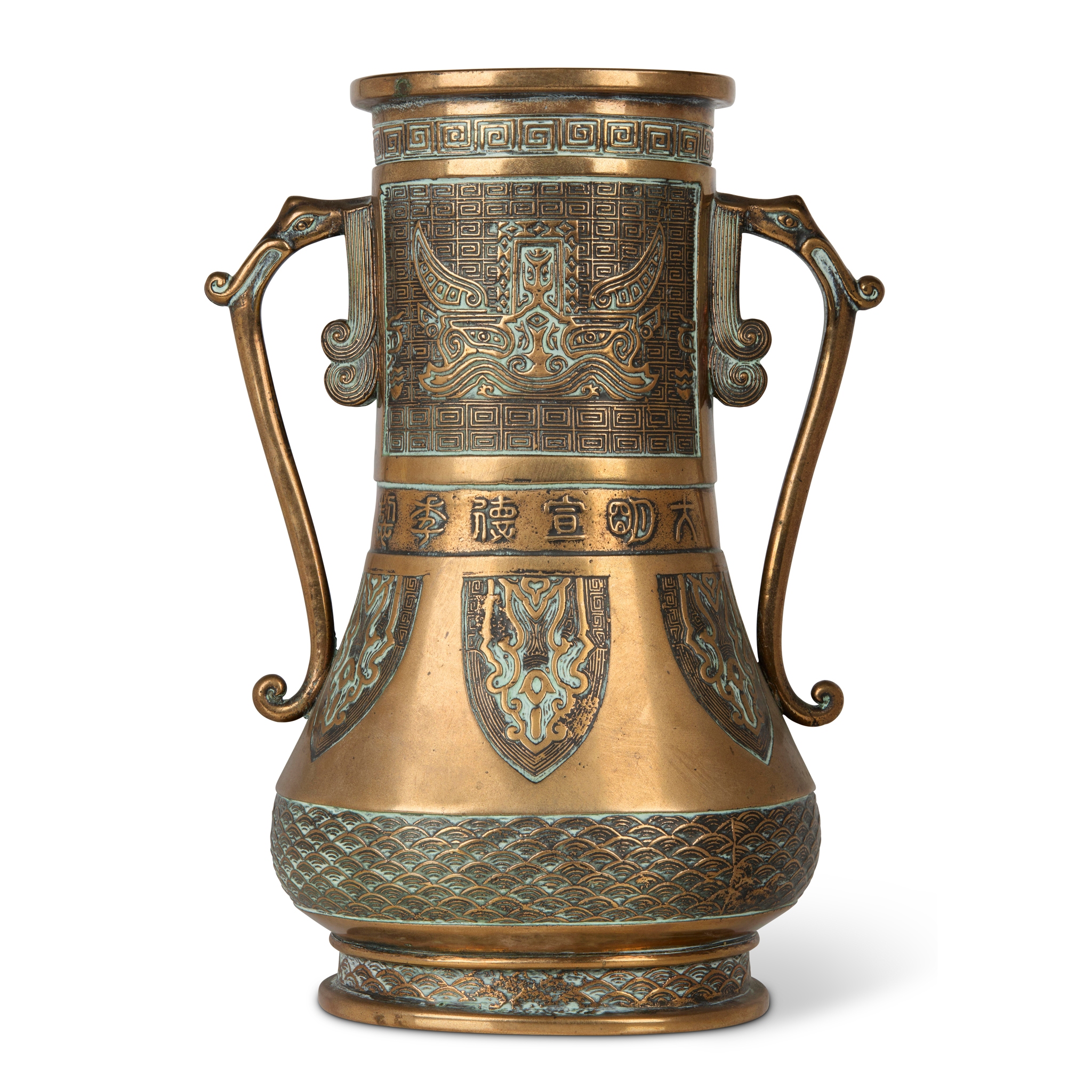 CHINESE 'ARCHAISTIC' BRONZE VASE, HU
