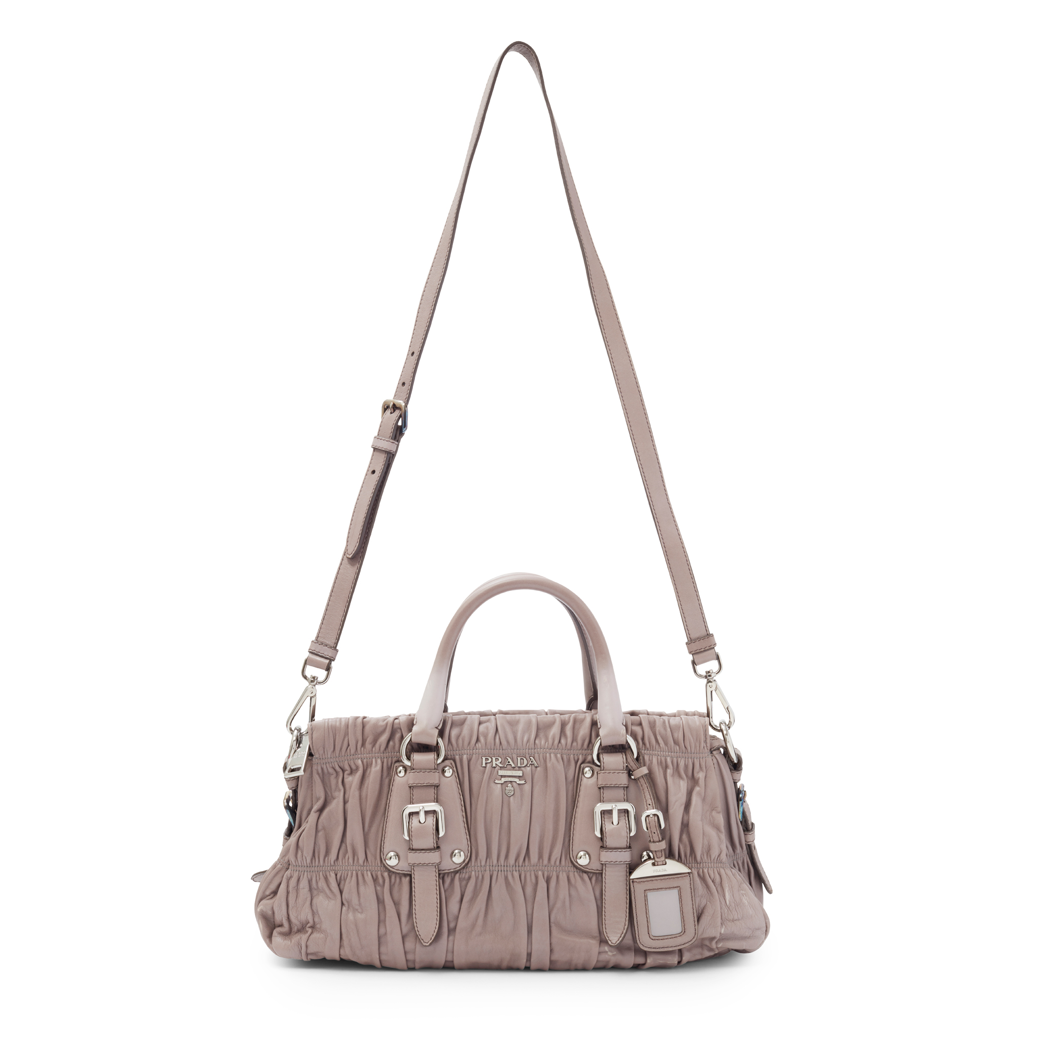 Prada: A Greay nappa Gaufre Handbag
