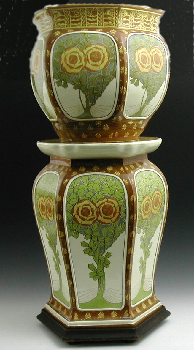 A Minton 'Secessionist' jardiniere and stand,