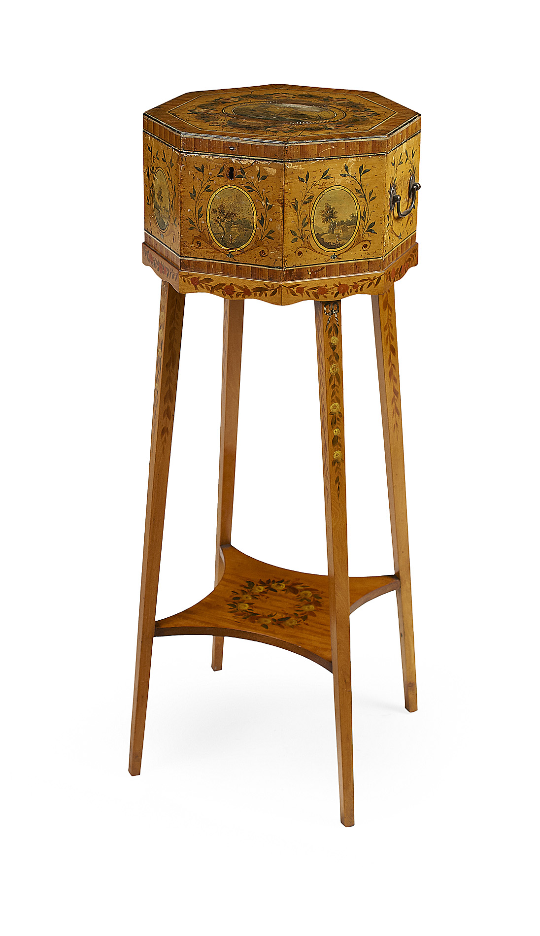 EDWARDIAN SATINWOOD OCTAGONAL WORK TABLE