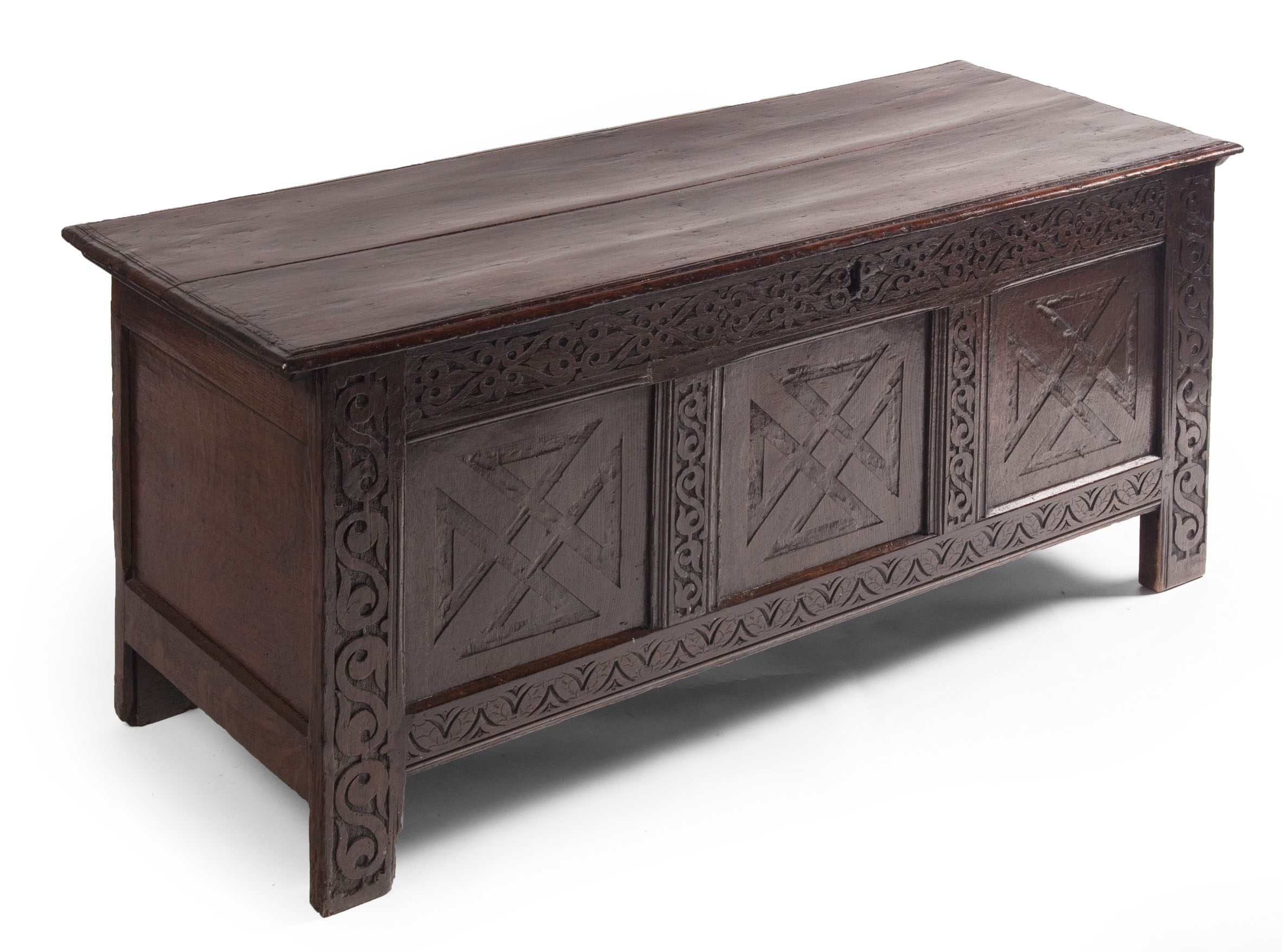 A 17th century oak coffer