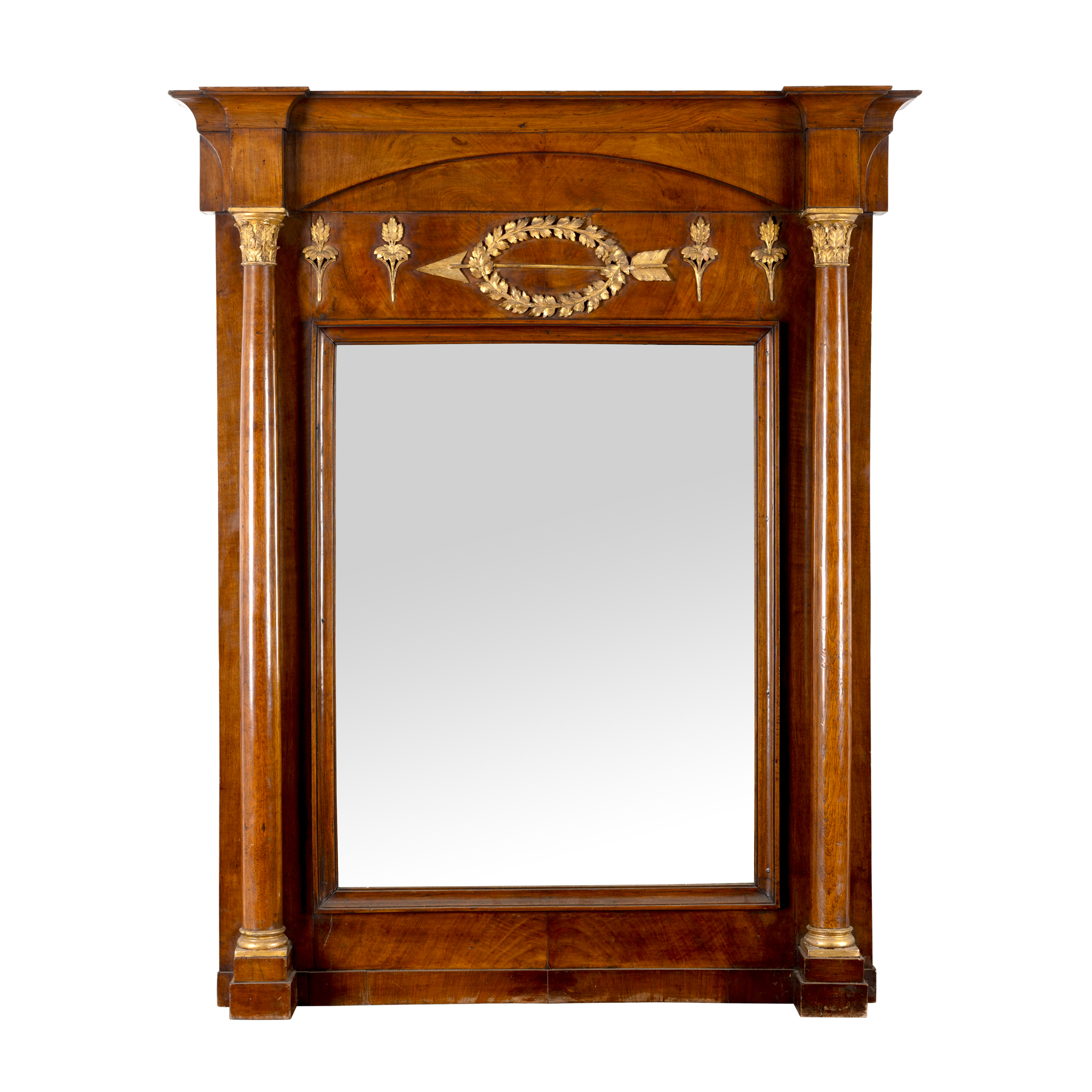 A FRENCH MAHOGANY WALL MIRROR