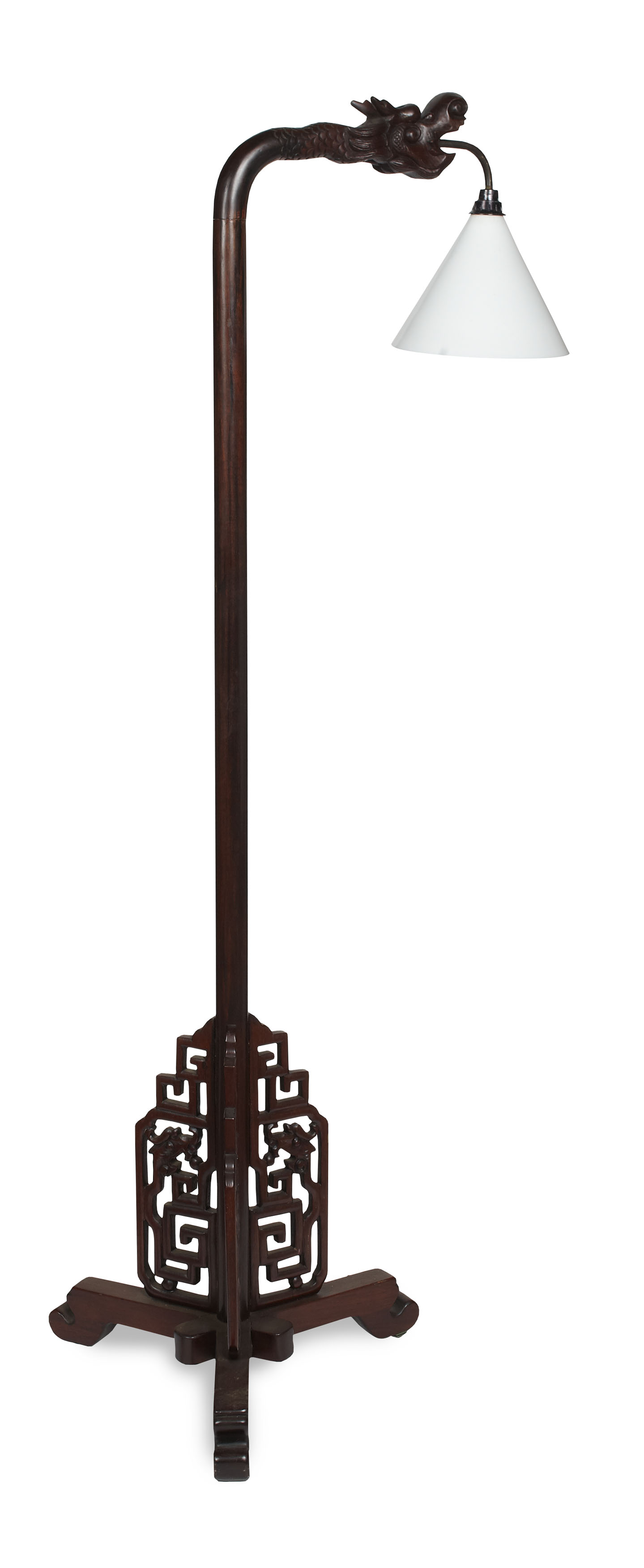 CHINESE CARVED HARDWOOD FLOOR LAMP