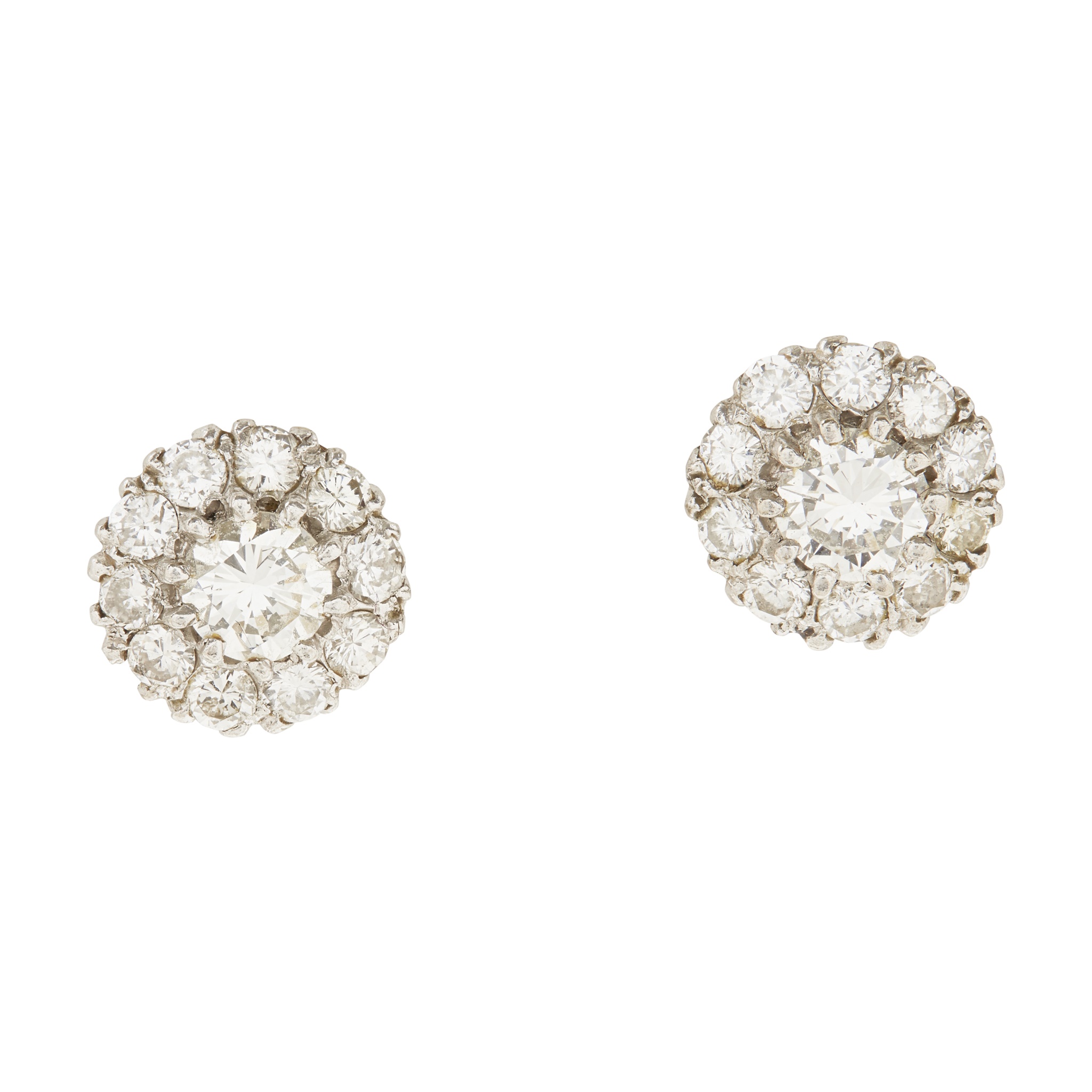 A pair of diamond cluster earrings