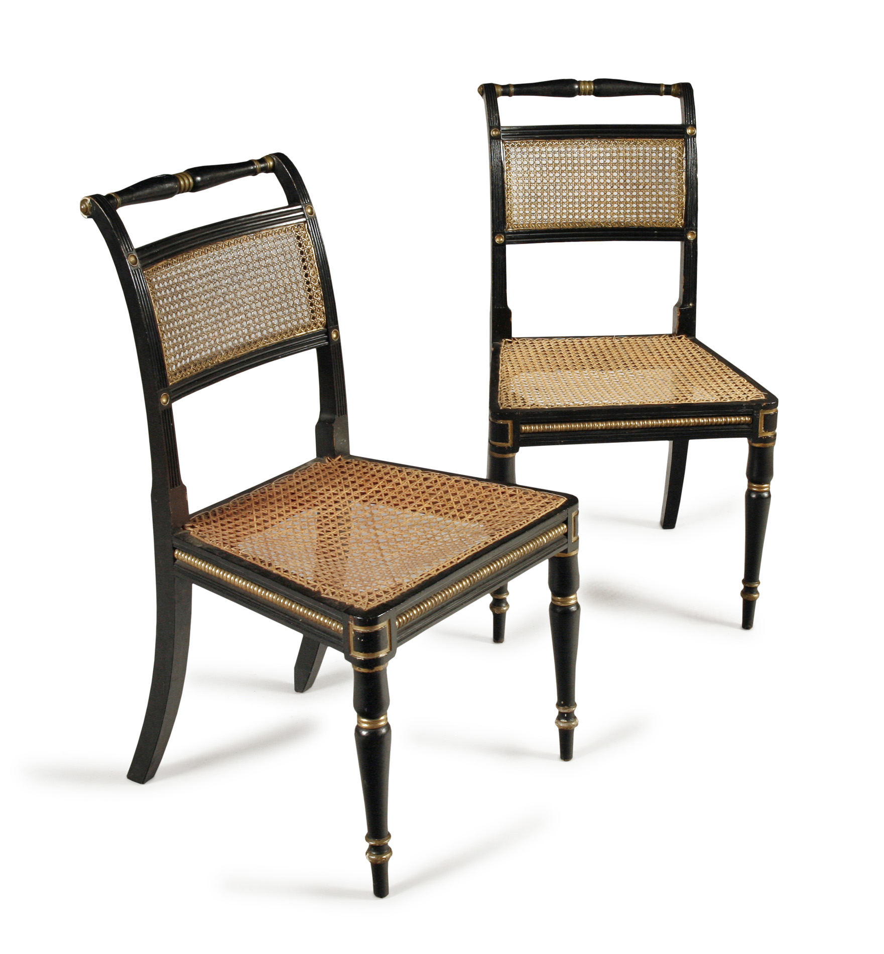 SET OF NINE EBONISED DINING CHAIRS