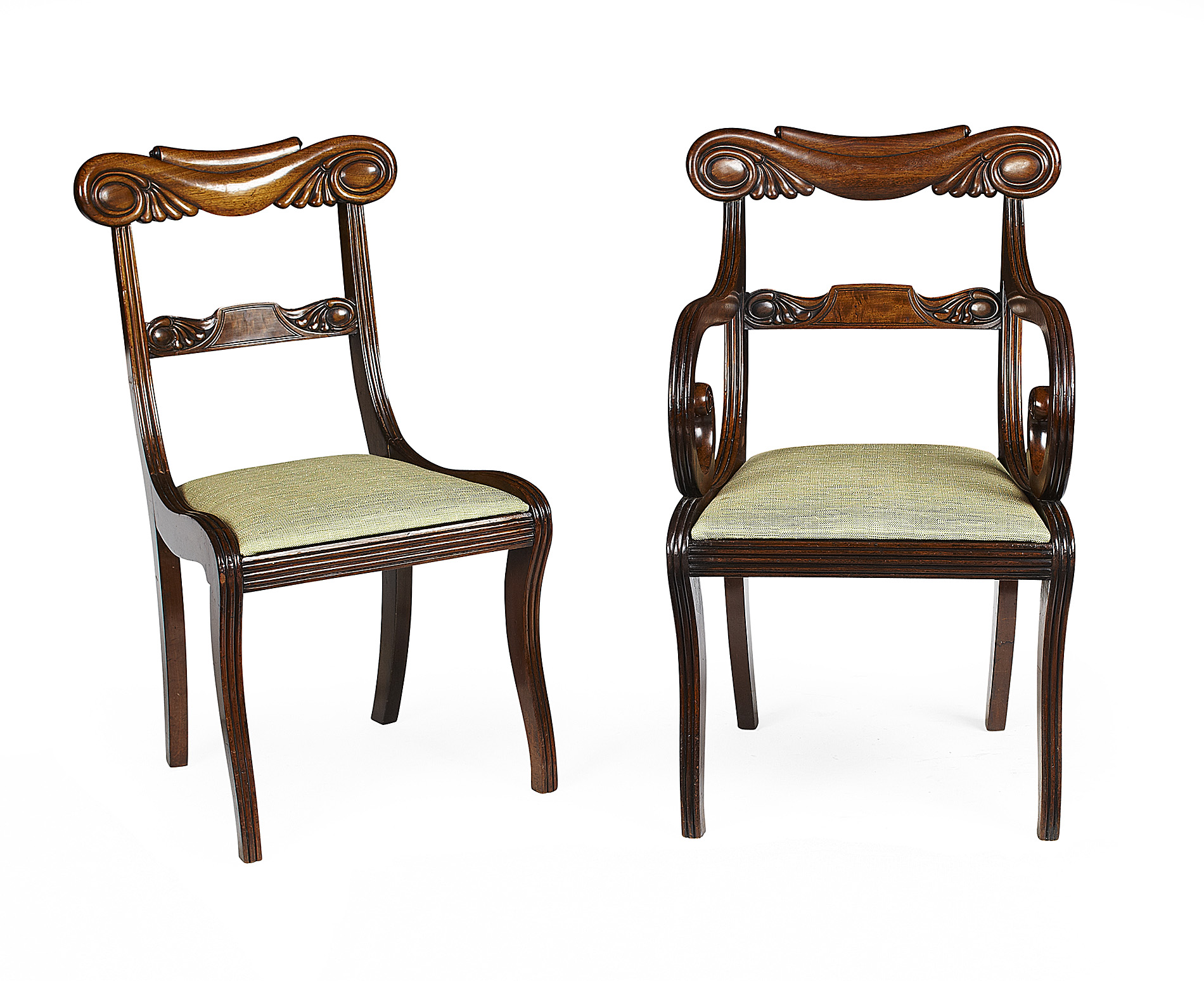 SET OF TWELVE REGENCY MAHOGANY DINING CHAIRS