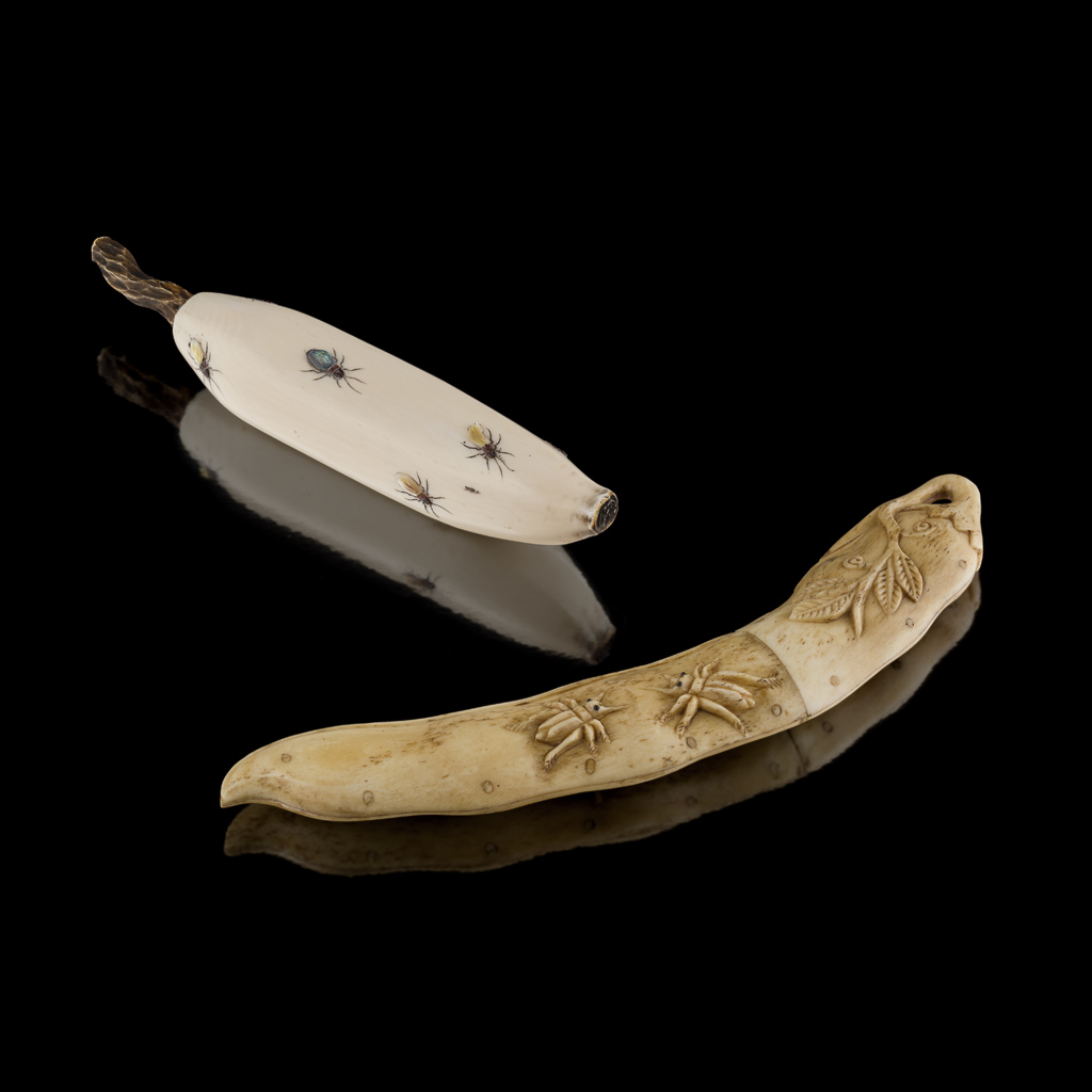 SHIBAYAMA-INLAID IVORY OKIMONO OF A BANANA