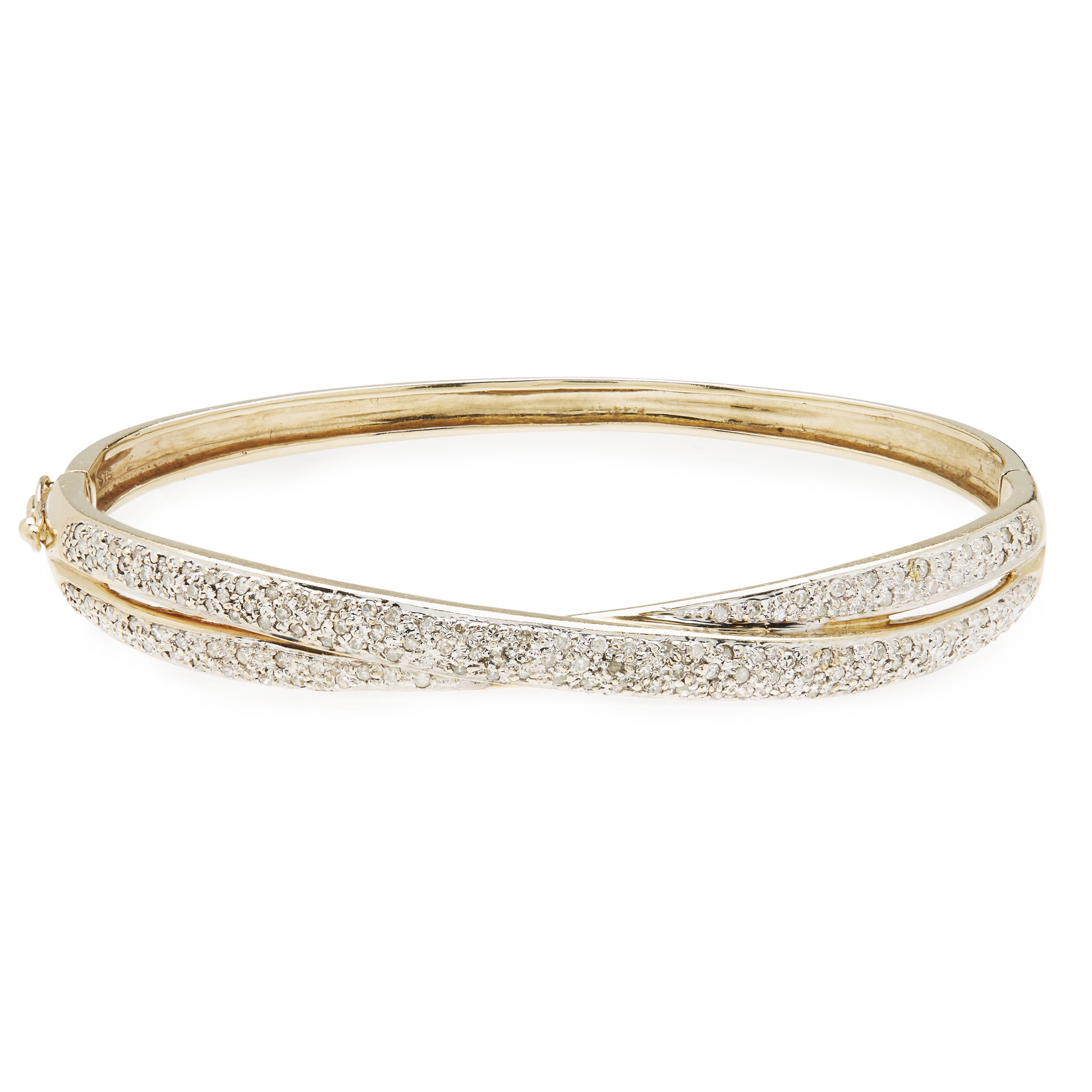 A 9ct gold diamond set bangle