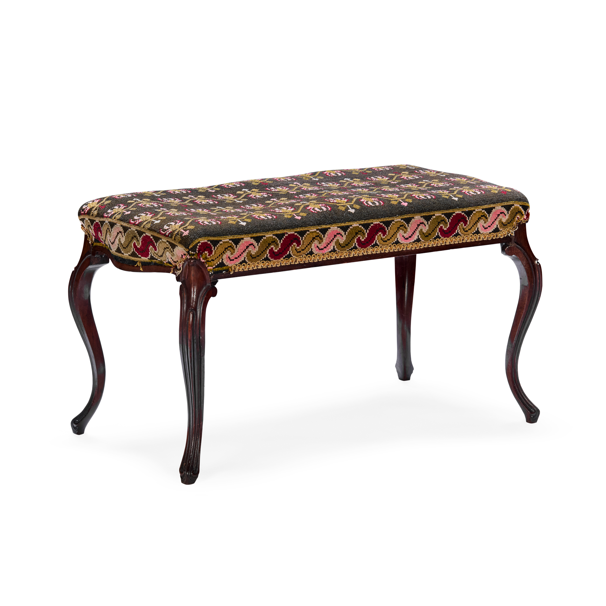 VICTORIAN ROSEWOOD AND NEEDLEWORK PIANO BENCH