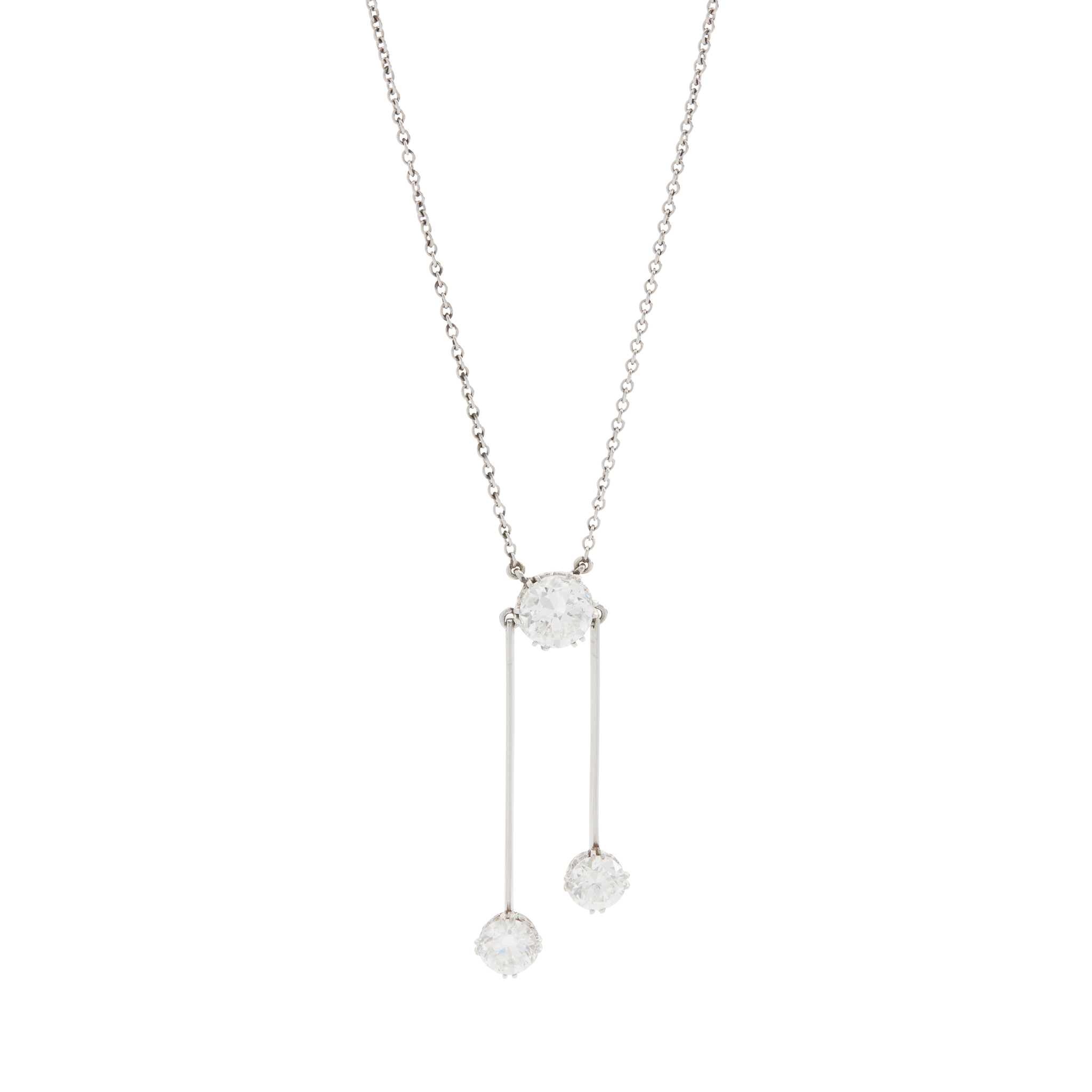 An early 20th century diamond three-stone pendant